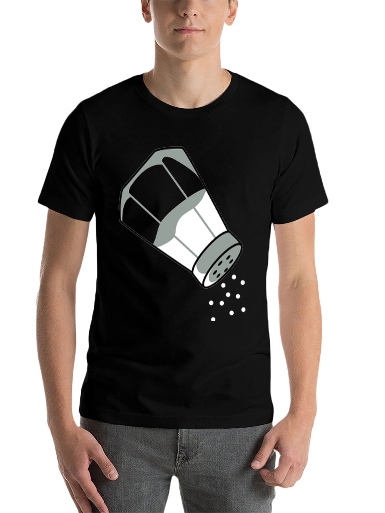 Black Salt Shaker Graphic Tee - Quirky T-Shirt Design view 7