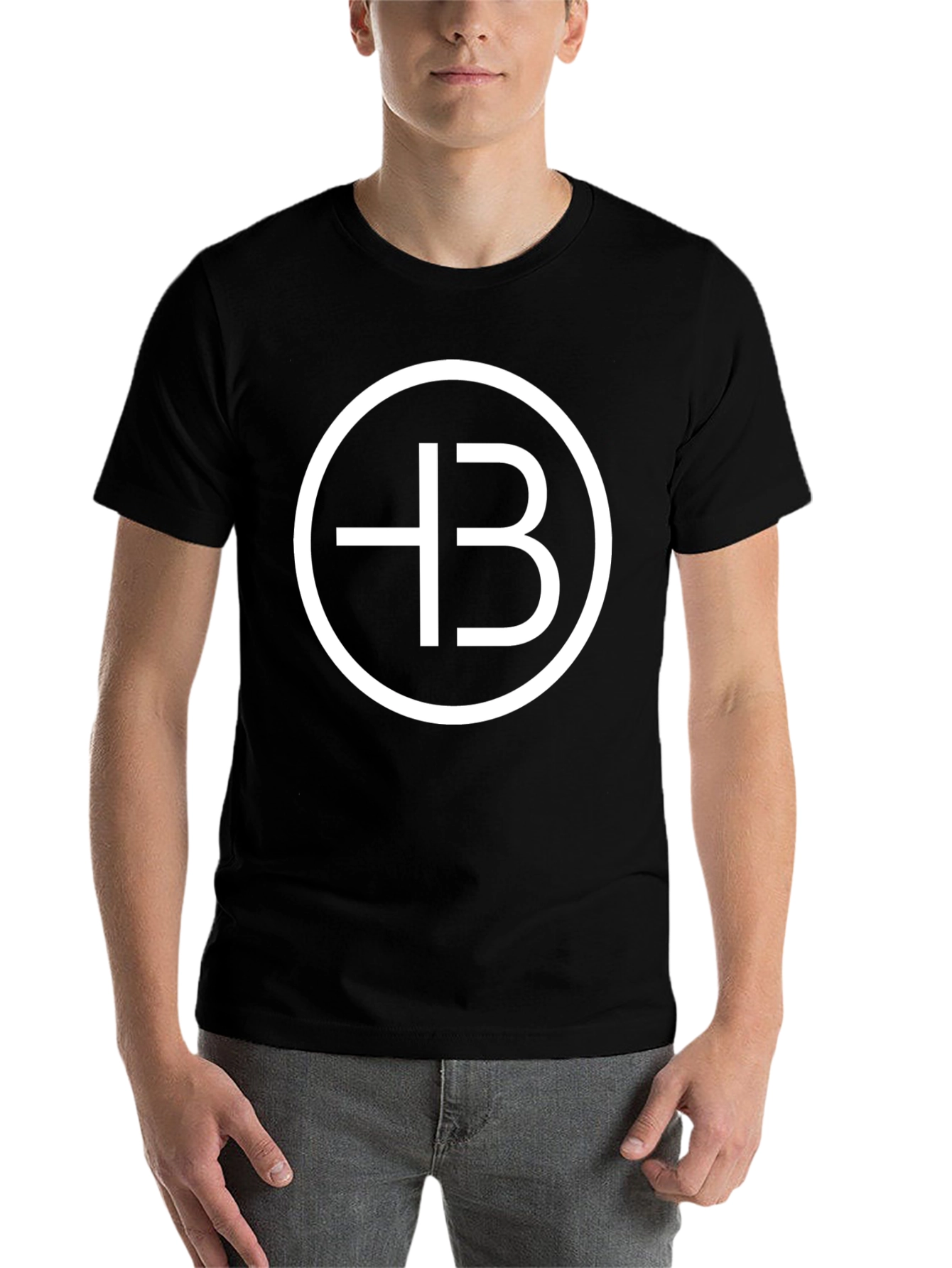 Black Modern Logo Graphic Tee - Black Cotton Blend view 7