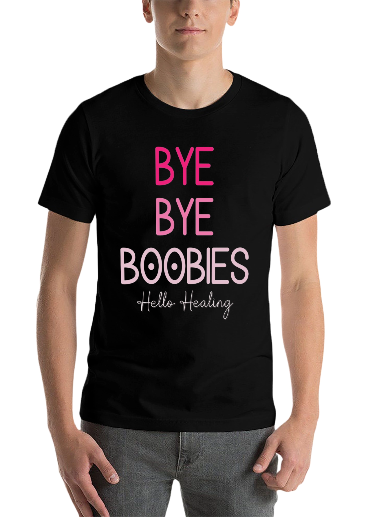 Black Bye Bye Boobies Healing T-Shirt view 7