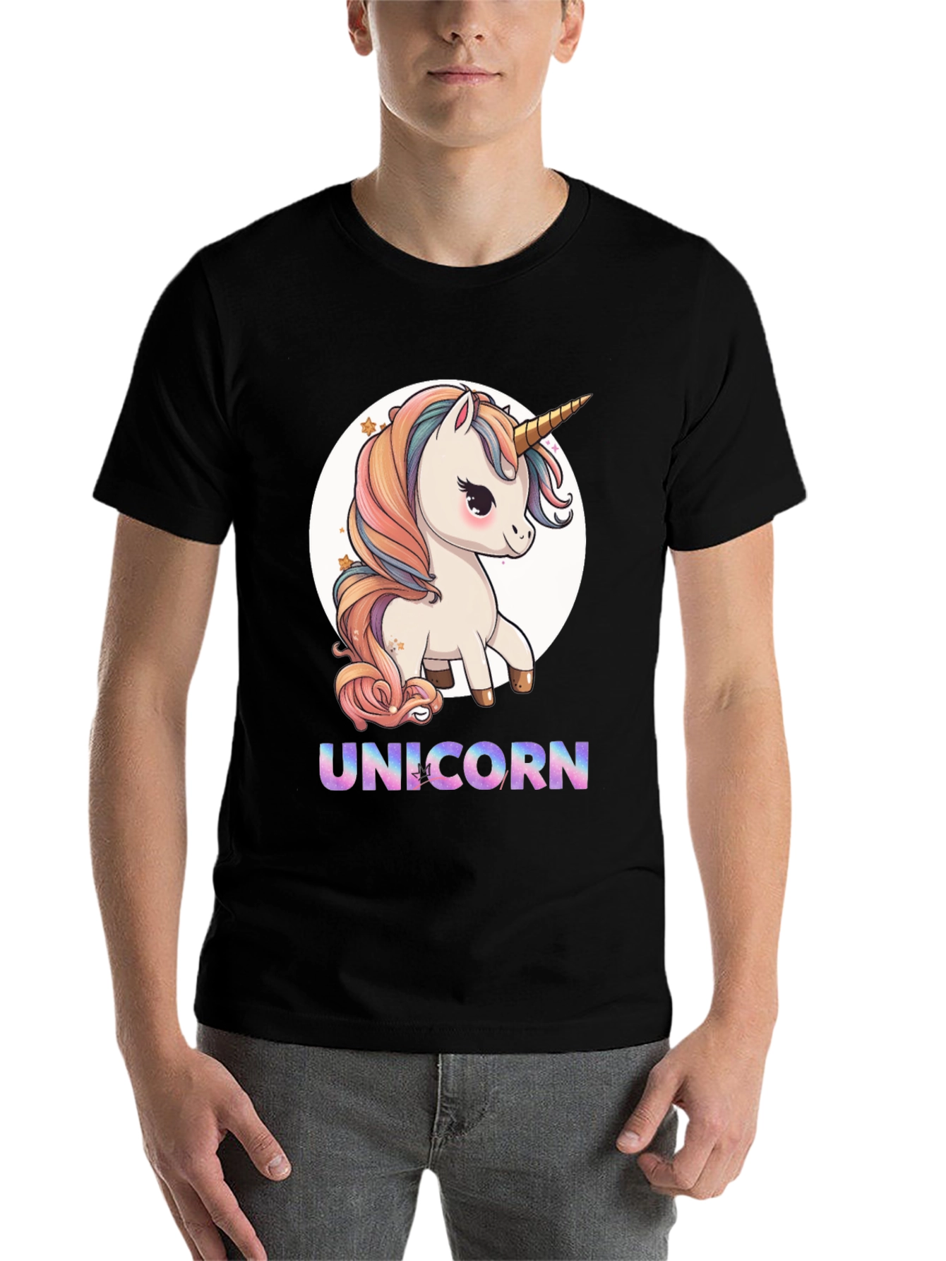 Black Unicorn T-Shirt - Cute Cartoon Style view 7