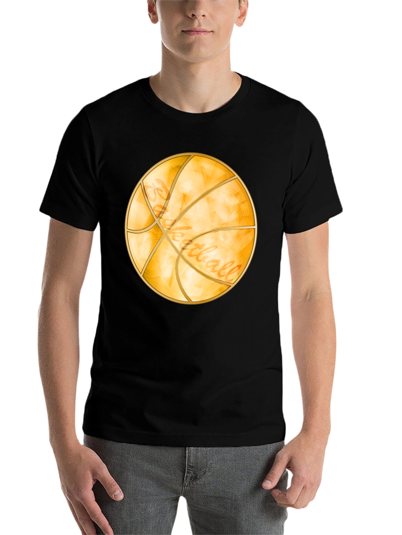 Black Basketball Graphic Tee - Black Cotton Blend view 7