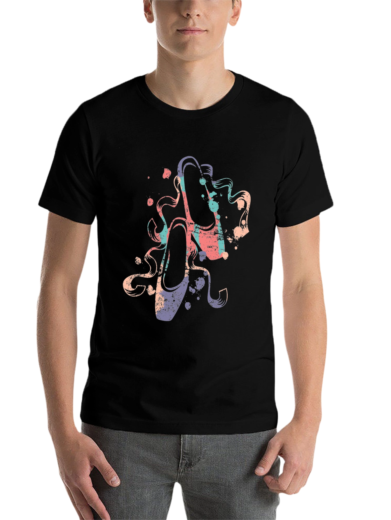 Black Ballet Shoe Graphic Tee - Artsy Black T-Shirt view 7