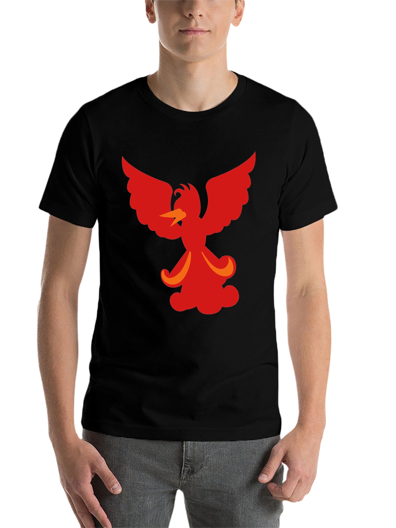 Black Fiery Phoenix Graphic Tee - Black Cotton Blend view 7