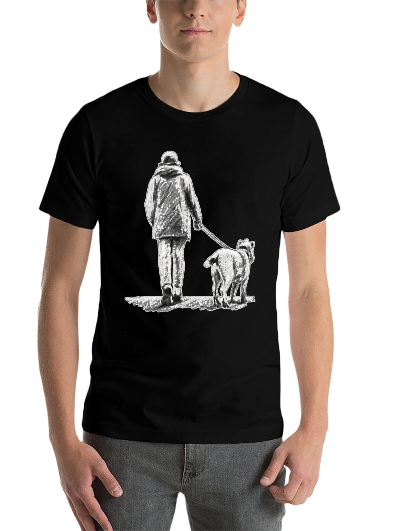 Black Dog Walk T-Shirt - Black Graphic Tee view 7