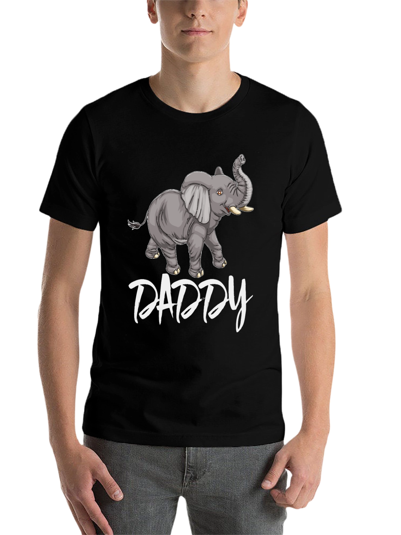 Black Daddy Elephant Graphic Tee - Black Cotton T-Shirt view 7