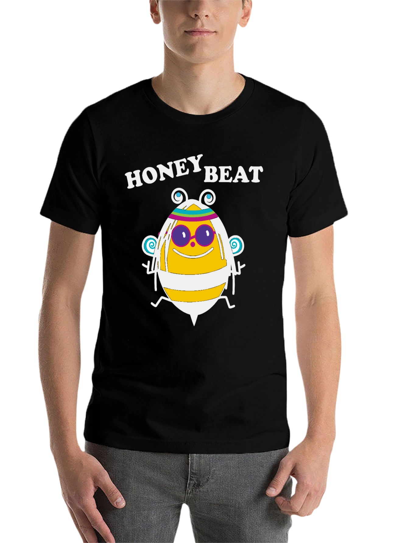 Black Honey Beat T-Shirt - Bee Design - Graphic Tee view 7