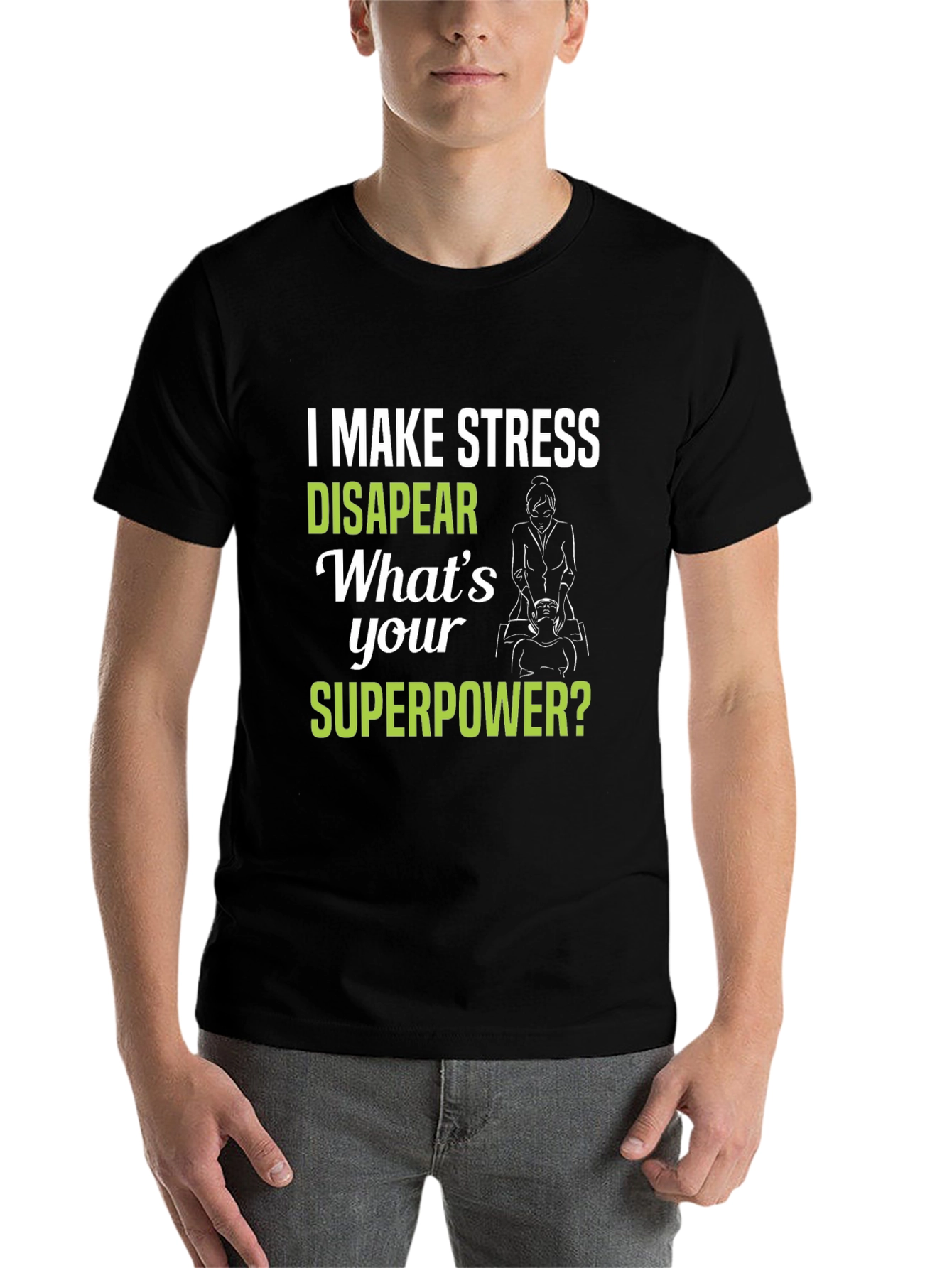 Black Stress Relief Superpower T-Shirt view 7