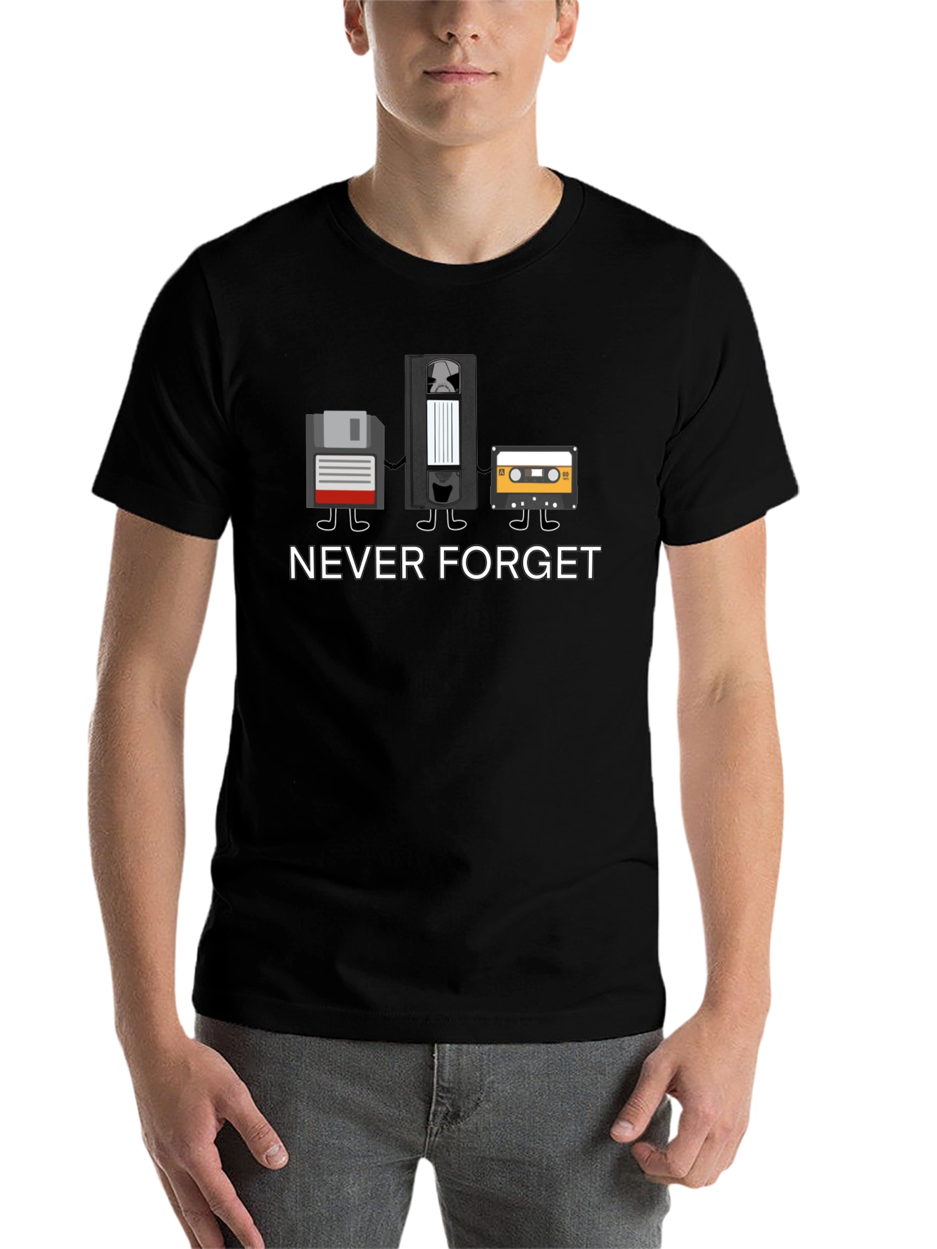 Black Never Forget Retro Tech T-Shirt view 7