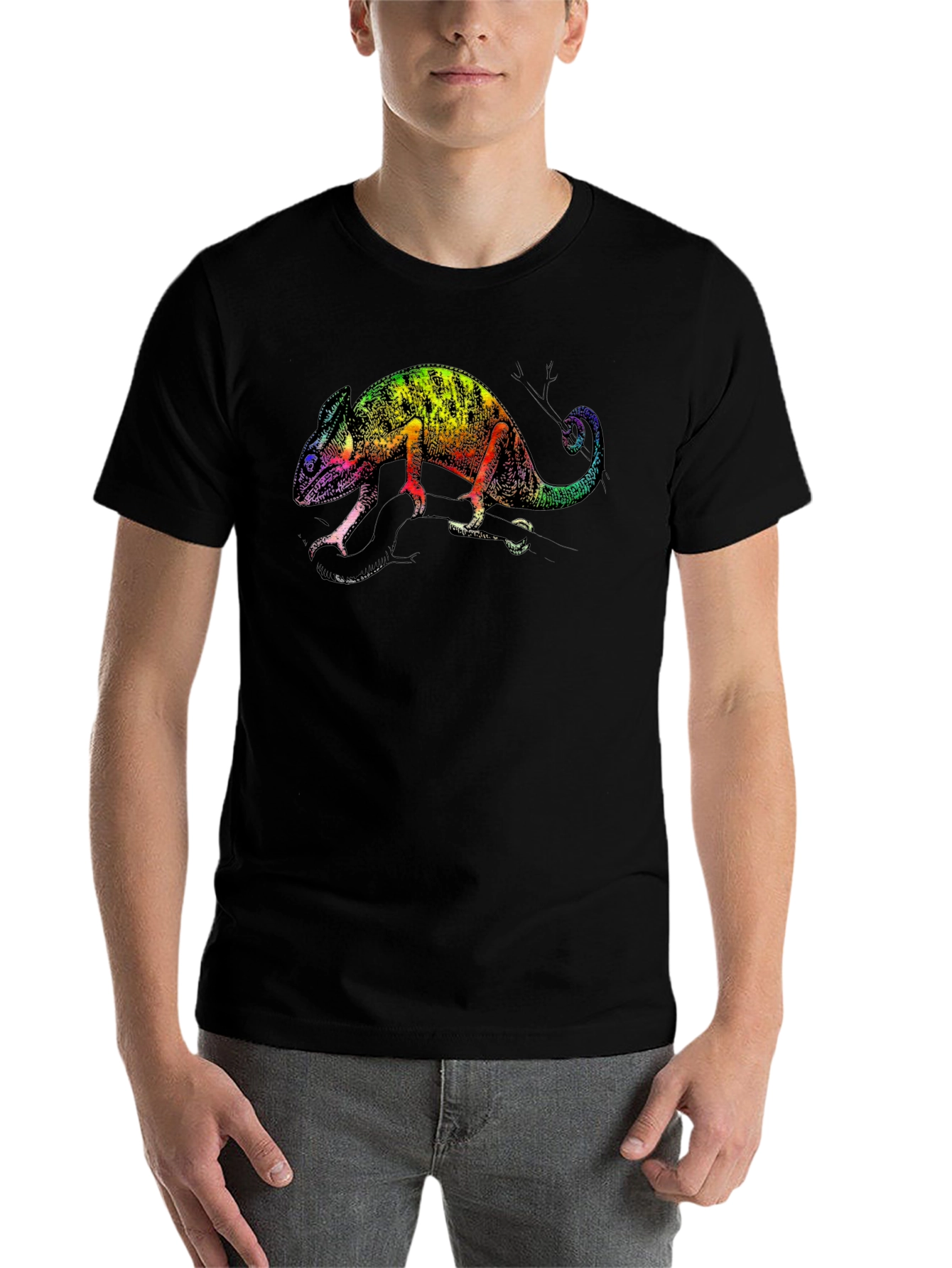 Black Rainbow Chameleon Graphic Tee view 7