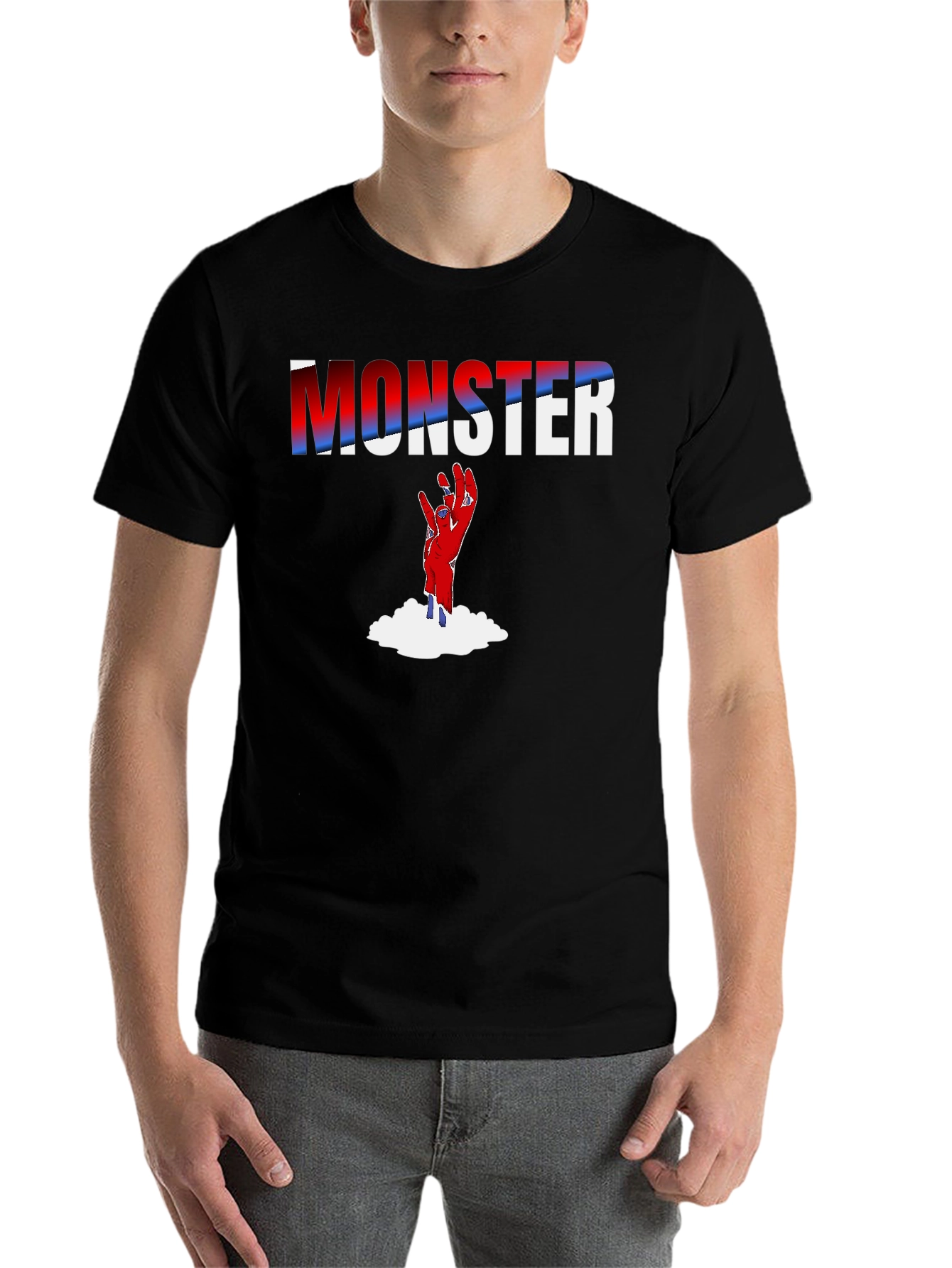 Black Monster Hand Graphic T-Shirt - Black view 7