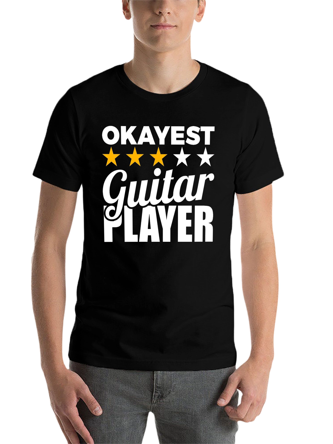Black Okayest Guitar Player Graphic Tee - Black T-Shirt view 7