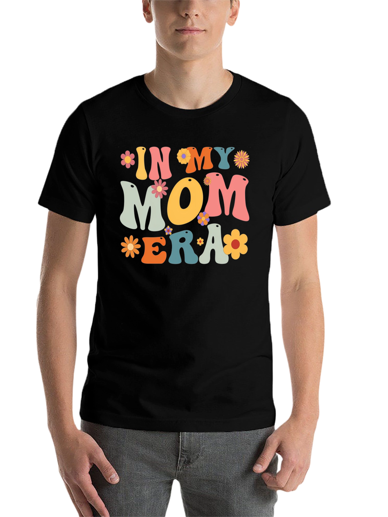 Black In My Mom Era Graphic Tee - Retro Floral T-Shirt view 7
