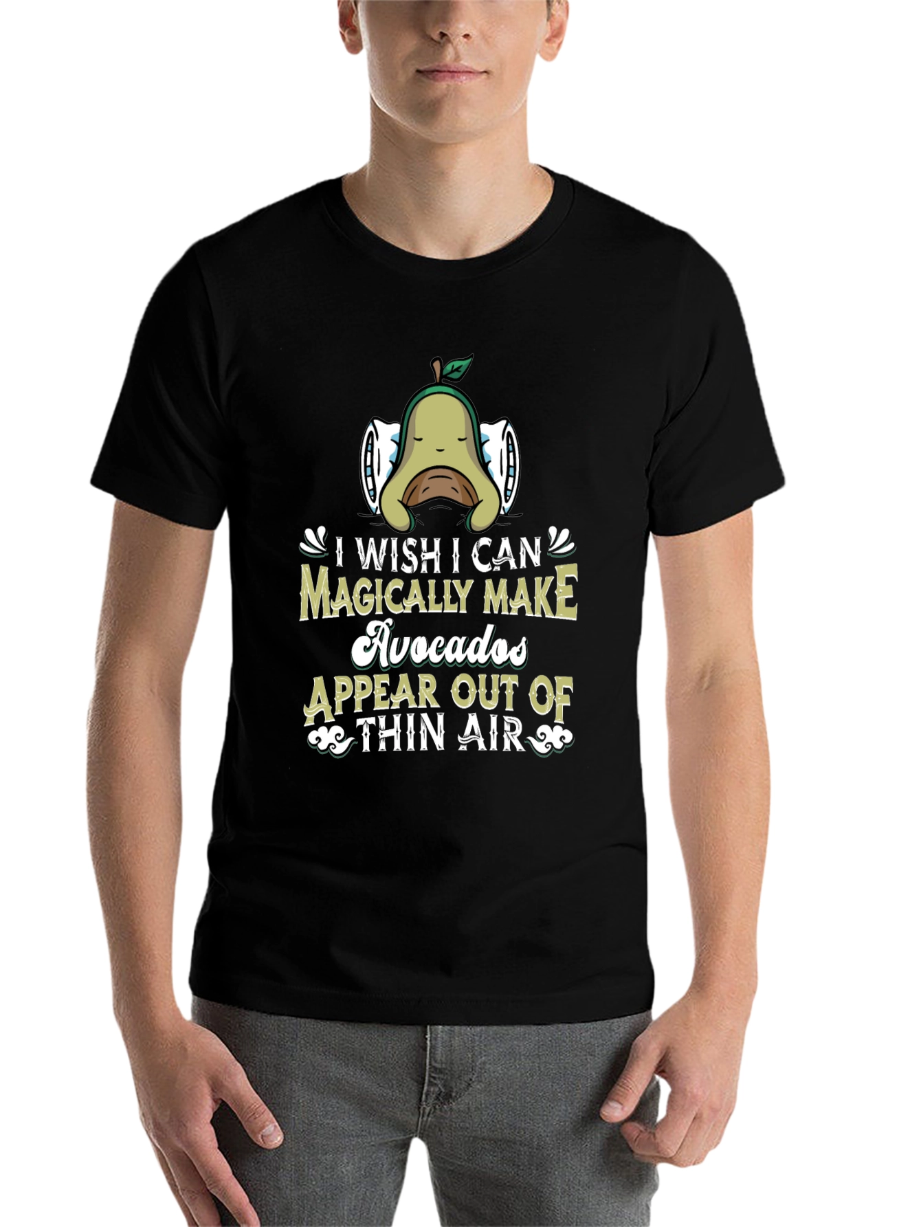 Black Magical Avocado Graphic Tee - Unisex Black T-Shirt view 7