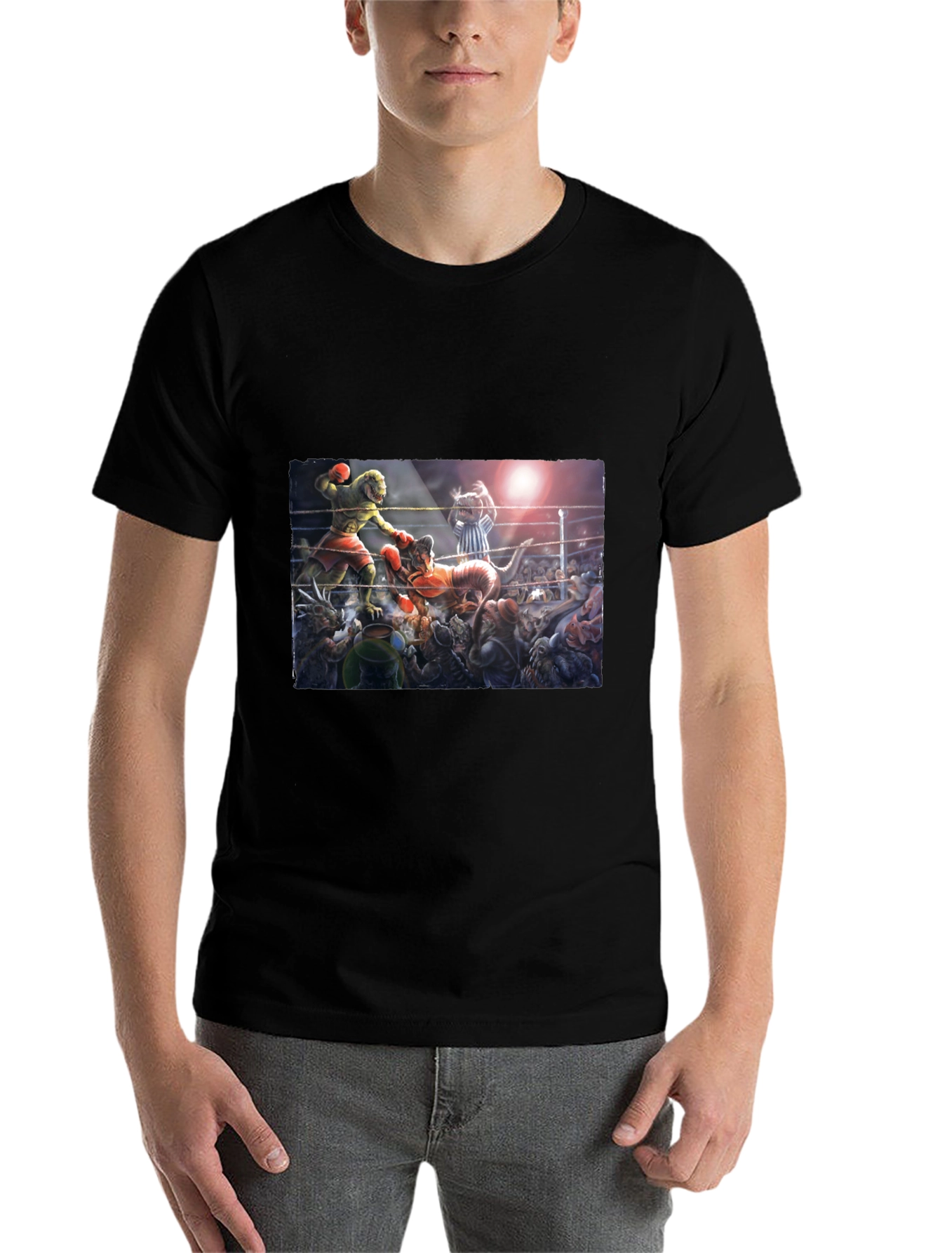 Black Dino Boxing Match Graphic Tee view 7