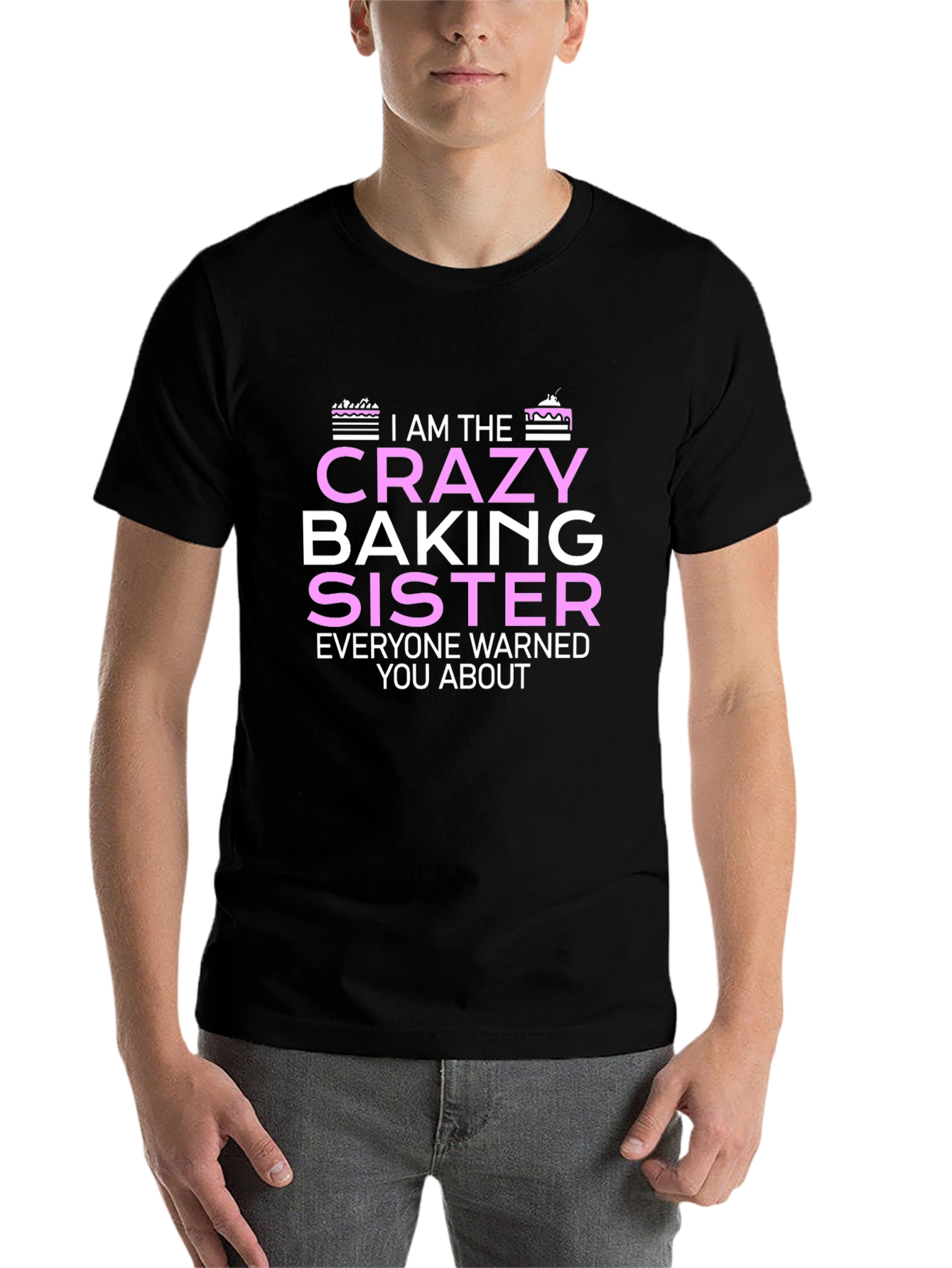 Black Crazy Baking Sister T-Shirt - Unique Gift for Bakers view 7