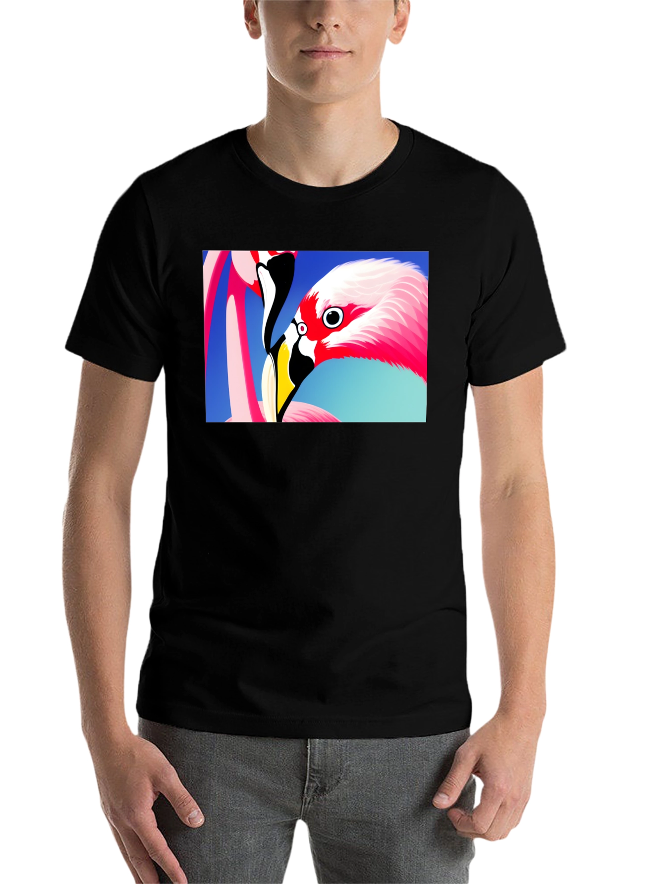 Black Flamingo Graphic Tee - Stylish Black T-Shirt view 7