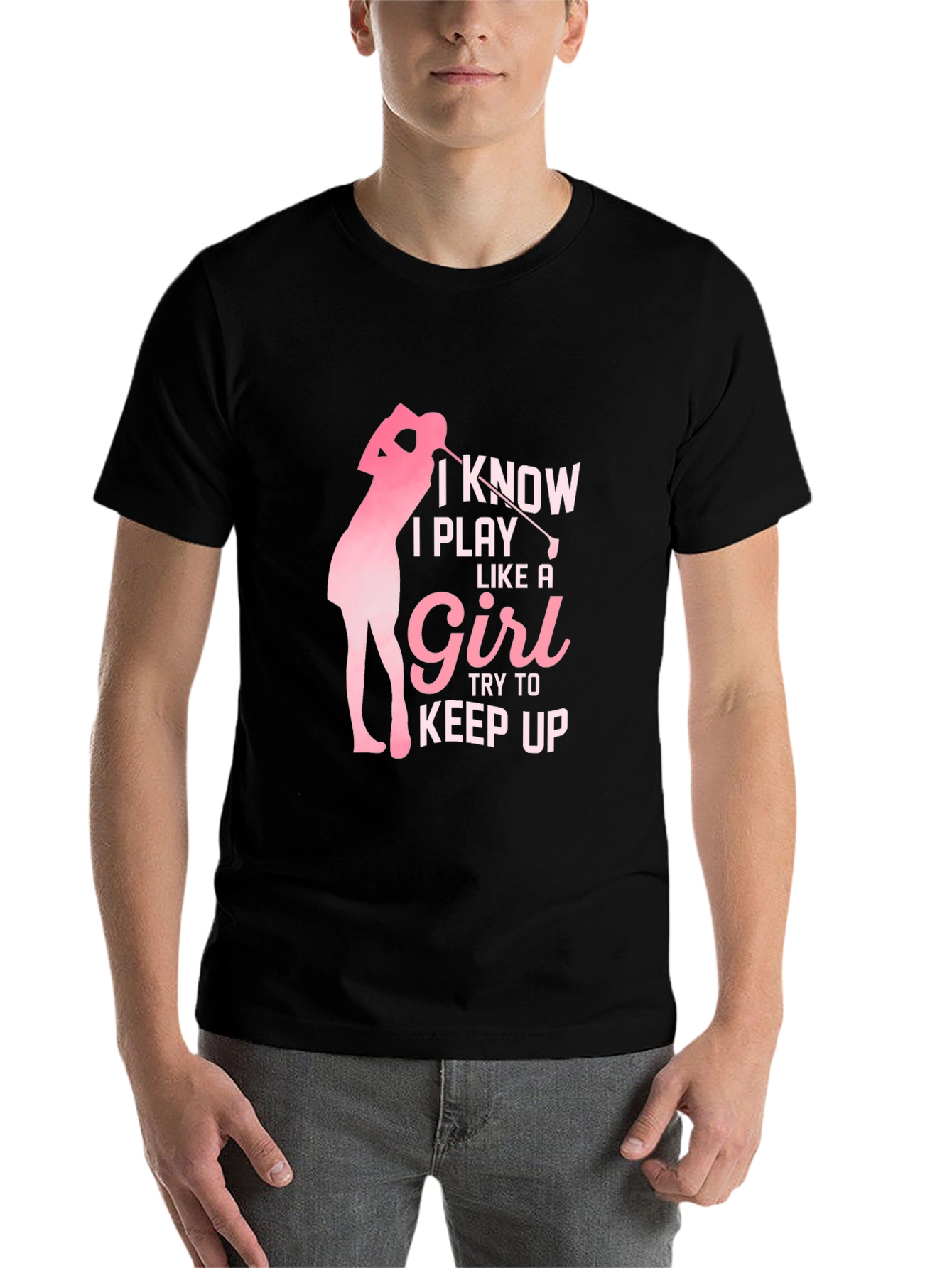 Black I Play Like a Girl Golf T-Shirt view 7