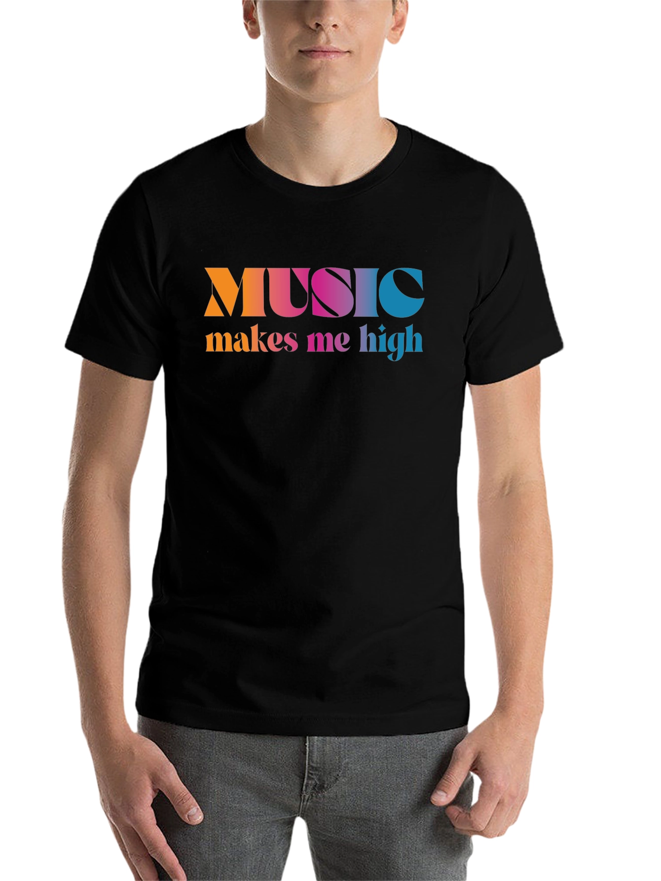 Black Music Makes Me High T-Shirt - Colorful Graphic Tee view 7