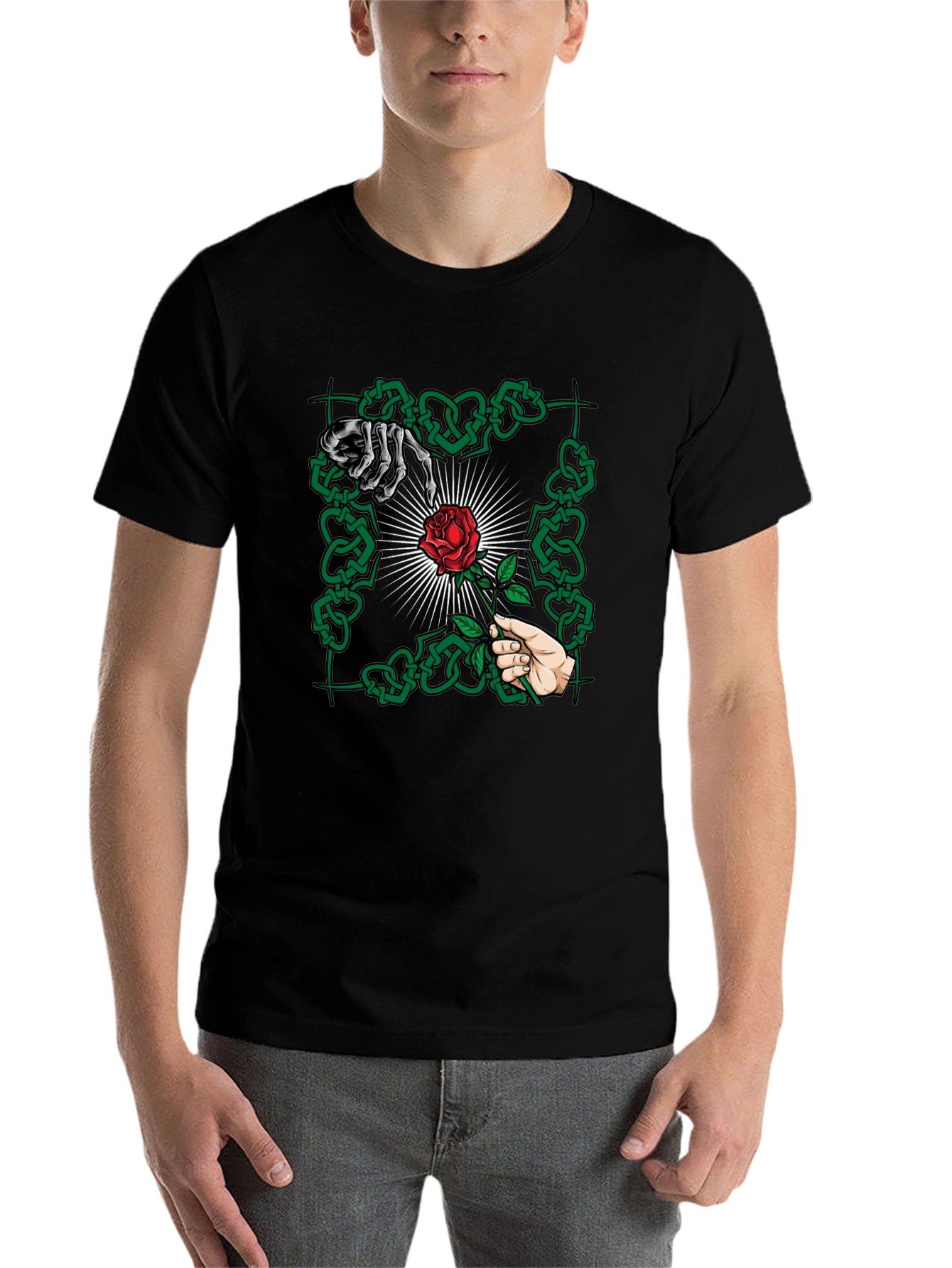 Black Rose & Bones Graphic Tee - Edgy Streetwear view 7