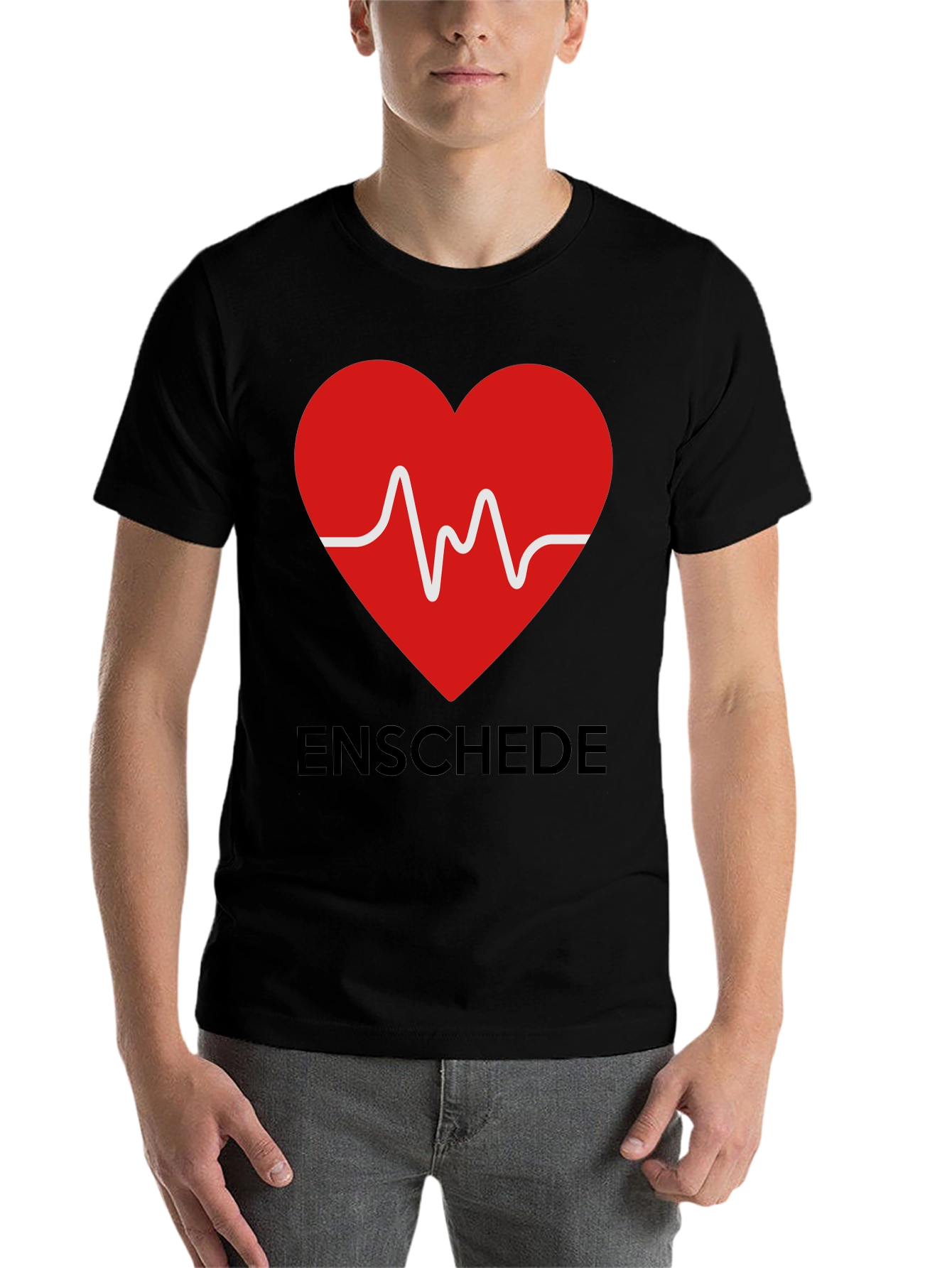 Black Enschede Heartbeat Graphic Tee - Soft Cotton Blend view 7