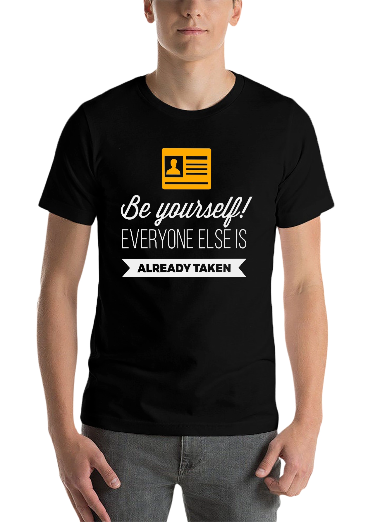 Black Be Yourself Graphic T-Shirt - Inspirational Quote view 7