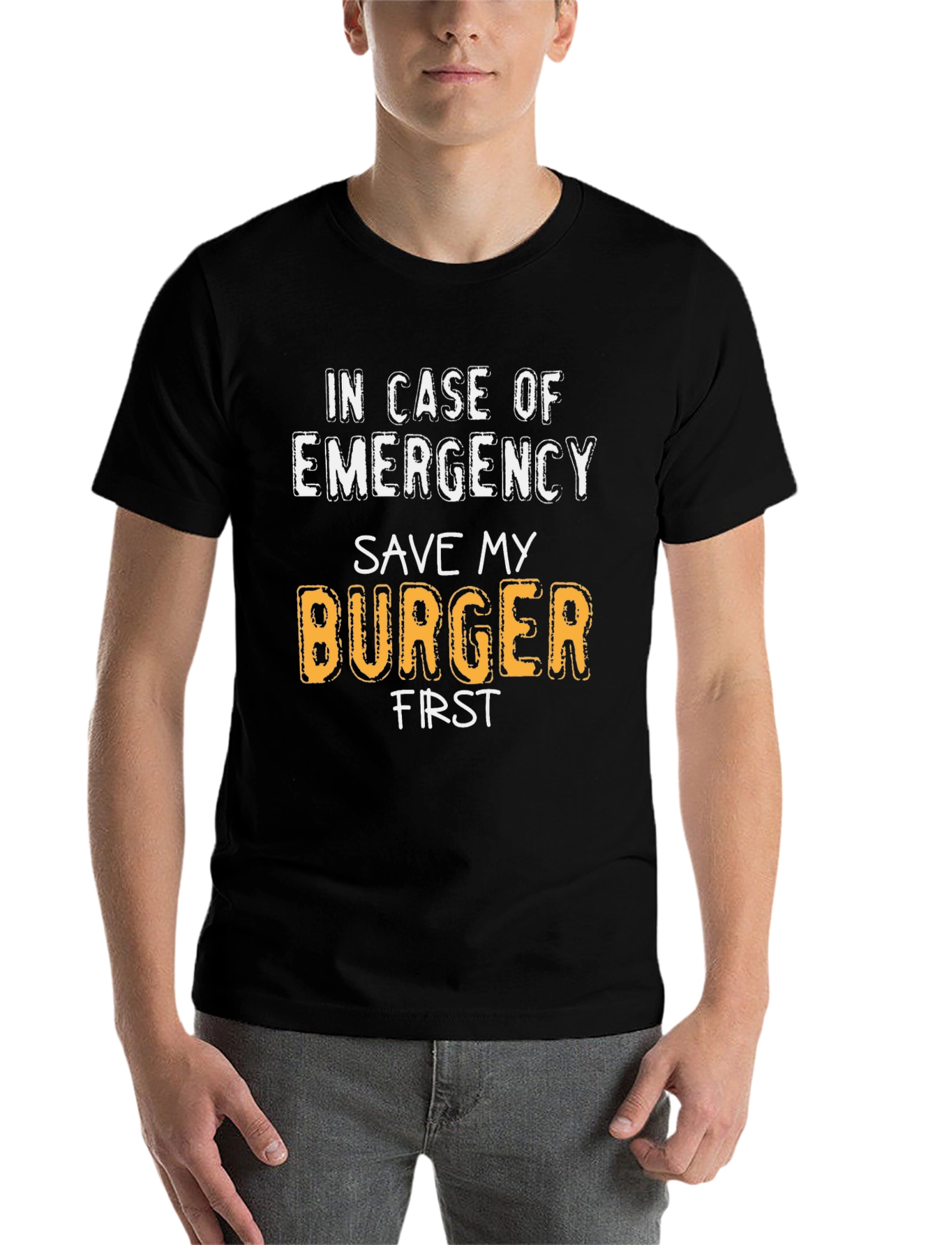 Black Save My Burger First T-Shirt view 7