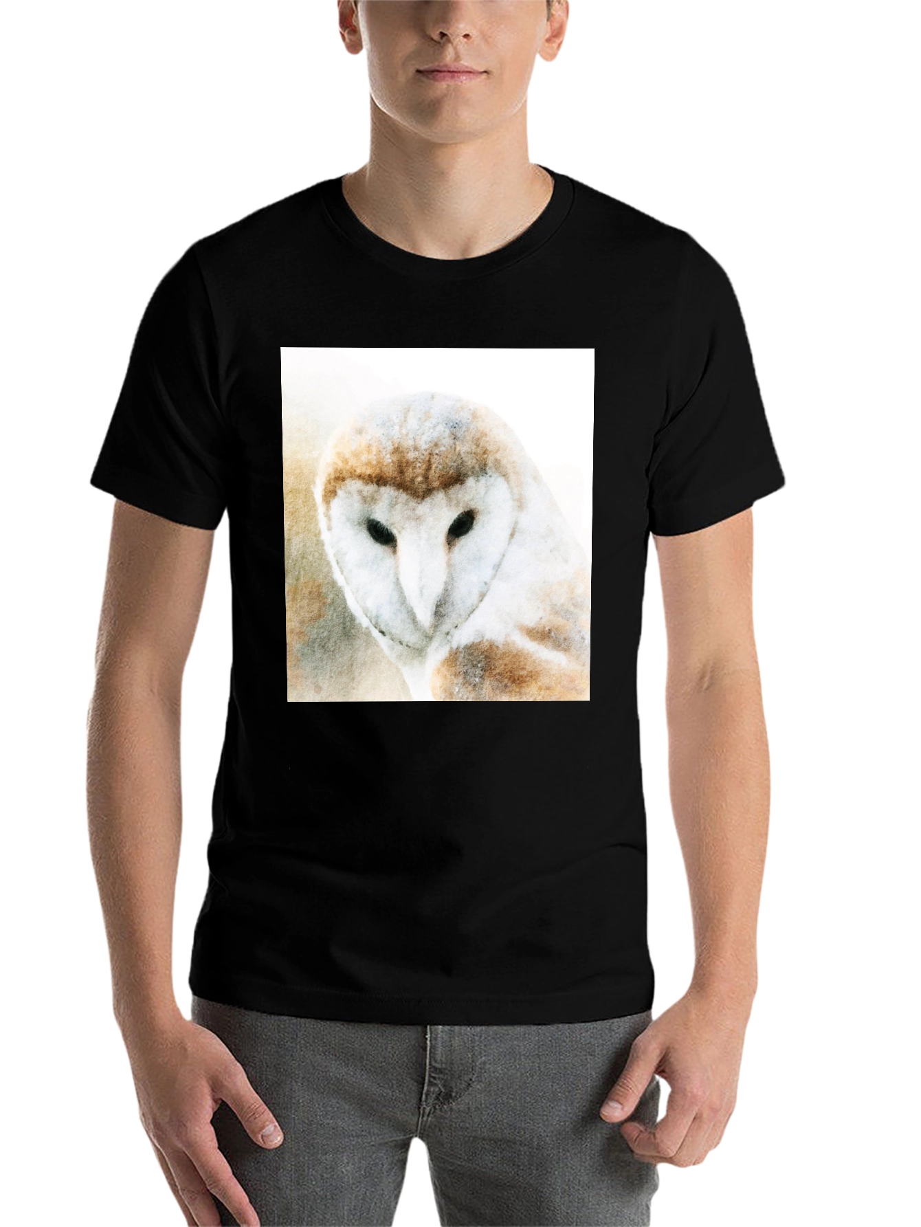 Black Owl Graphic Print Black T-Shirt view 7