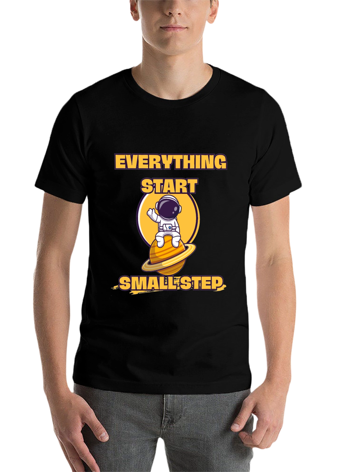 Black Everything Starts Smallest Step T-Shirt view 7