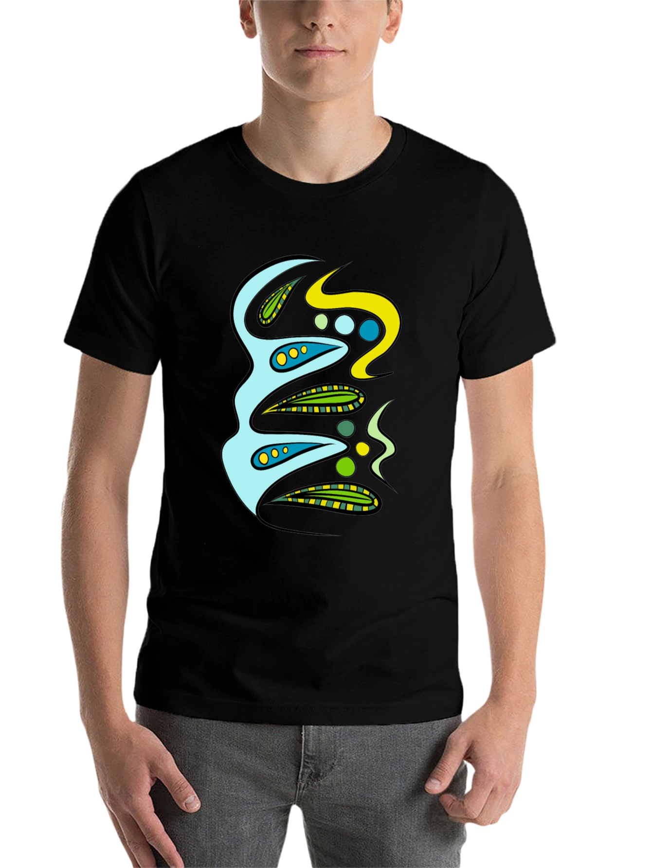 Black Abstract Graphic Print Black T-Shirt view 7