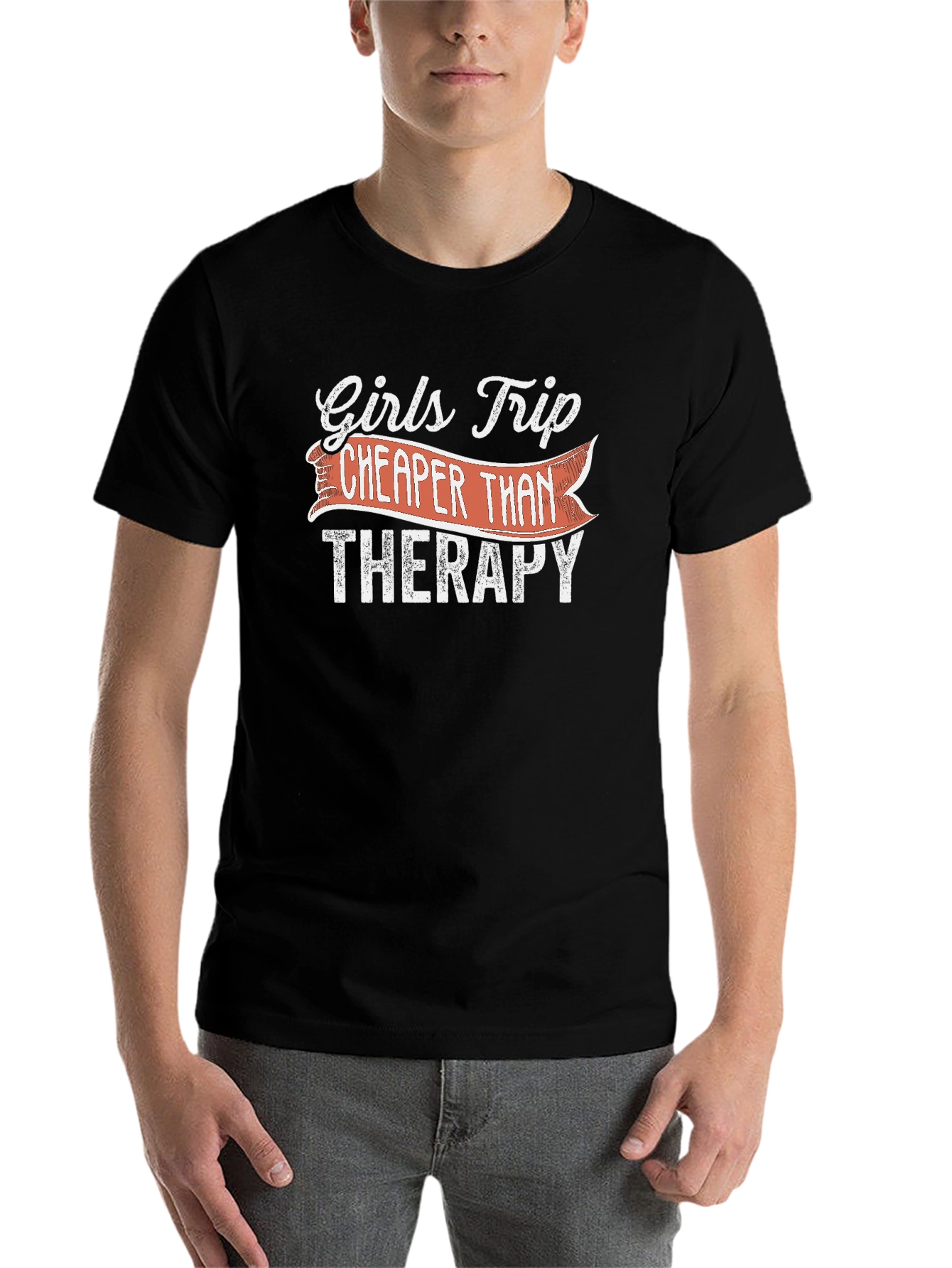 Black Girls Trip Cheaper Than Therapy Black T-Shirt view 7