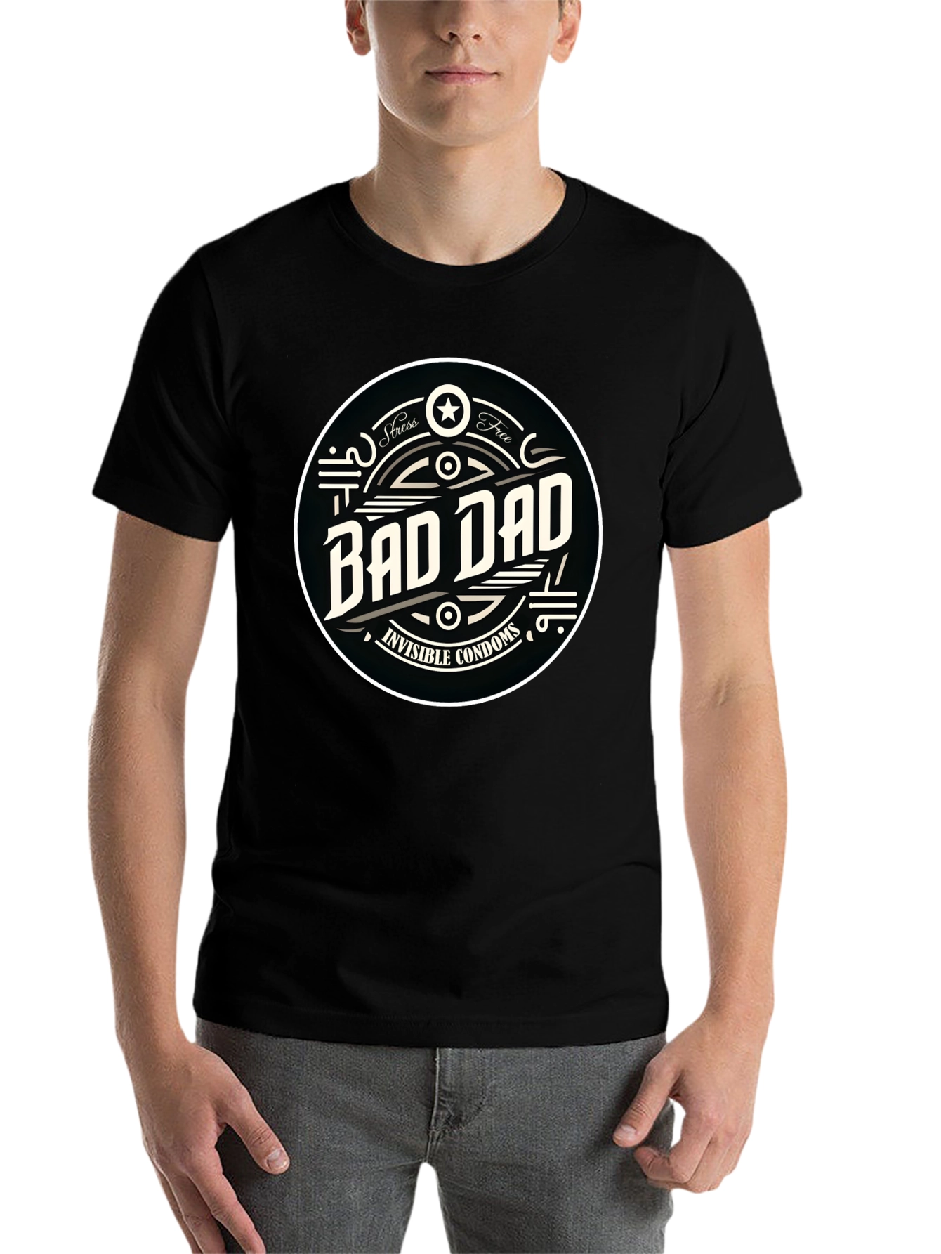 Black Bad Dad Funny Graphic T-Shirt view 7