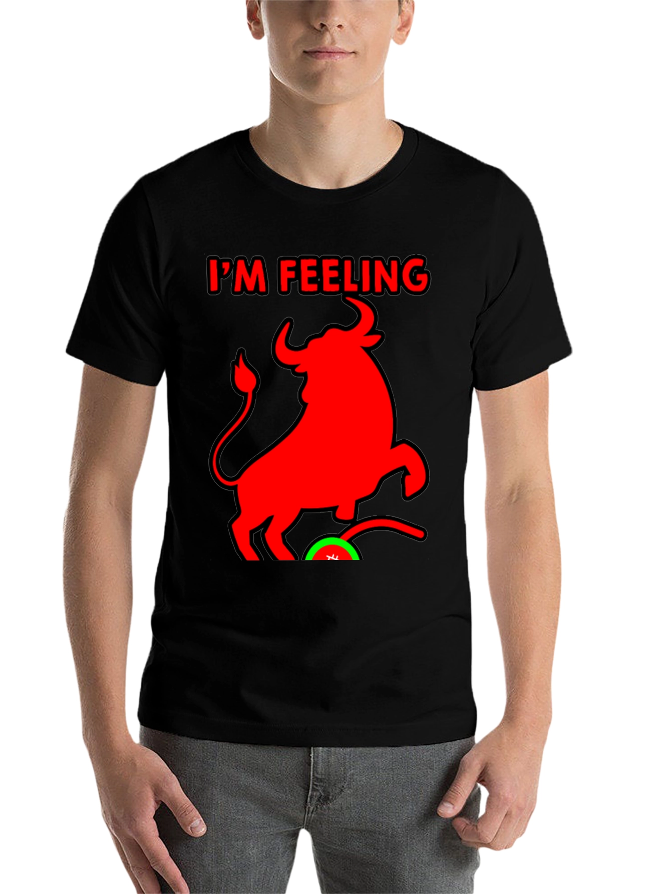 Black I'm Feeling Bullish Black T-Shirt view 7