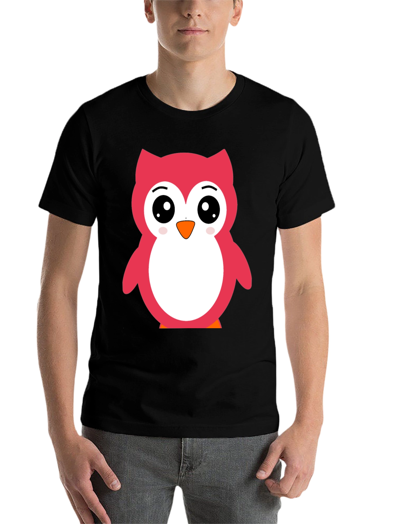 Black Cute Owl Graphic Tee - Soft Cotton Comfort view 7