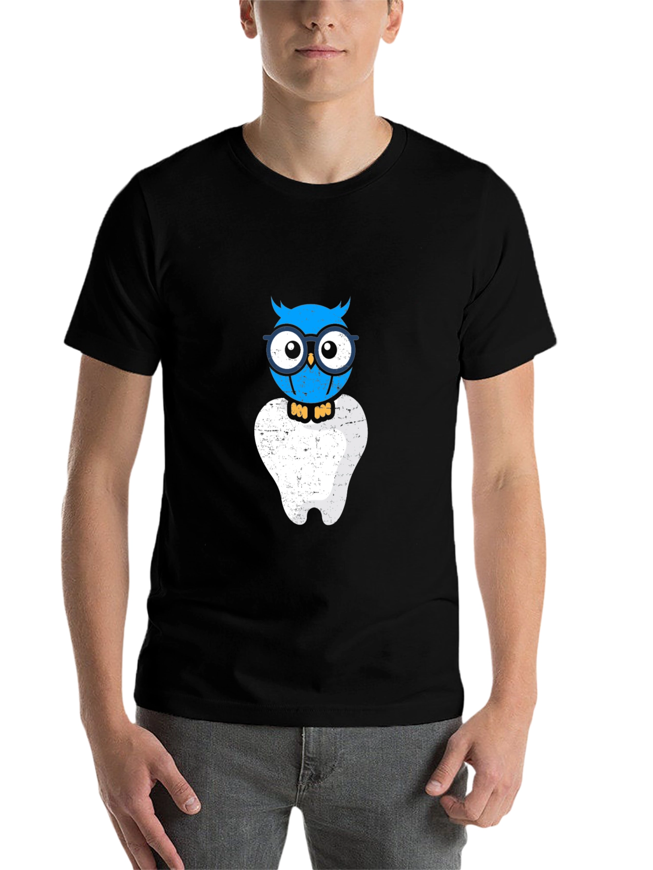 Black Funny Owl Dentist T-Shirt view 7