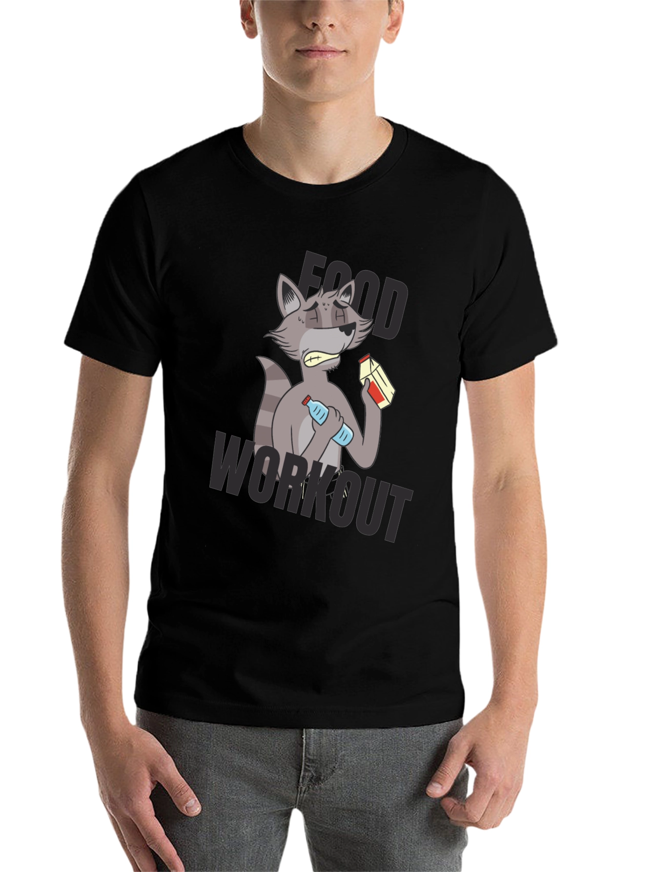 Black Food Workout T-Shirt - Funny Raccoon Gym Tee view 7