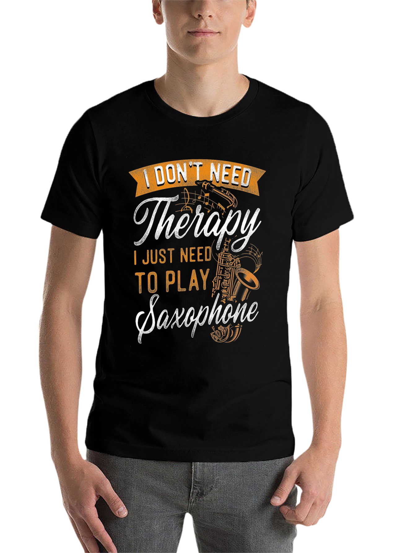 Black Saxophone Therapy T-Shirt view 7