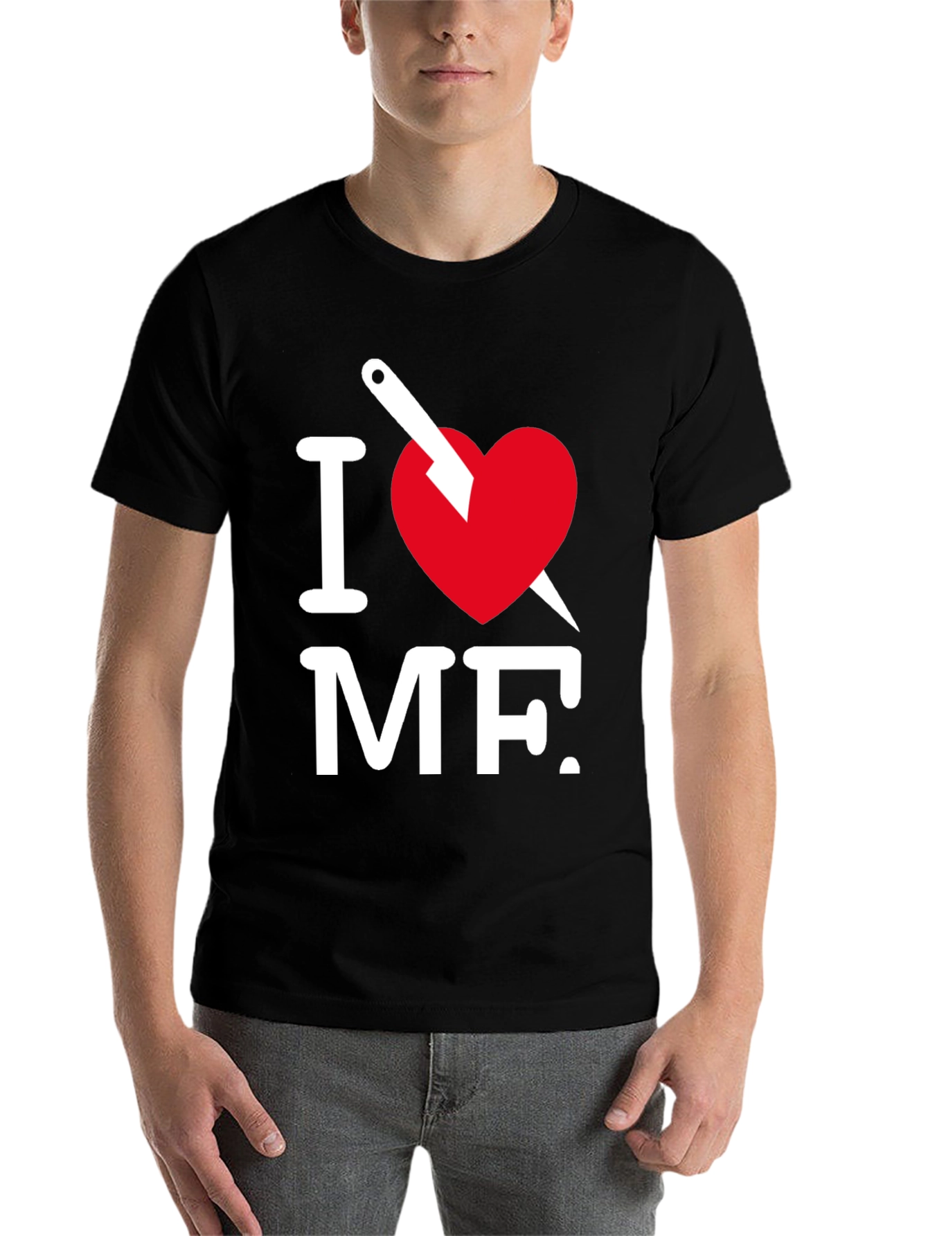 Black I Heart MF Graphic Tee - Black Crew Neck T-Shirt view 7