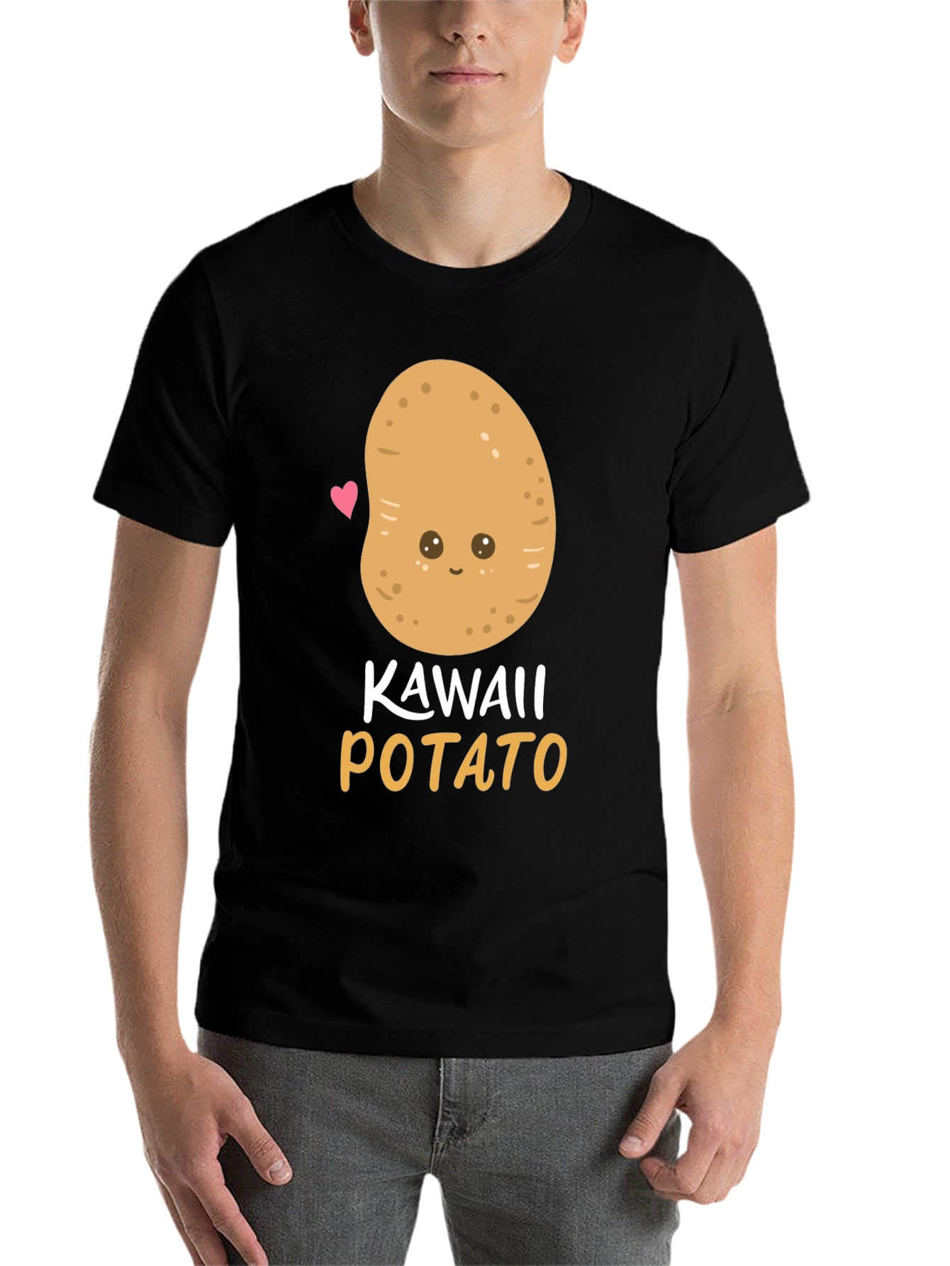 Black Kawaii Potato Graphic Tee - Unisex Comfort view 7