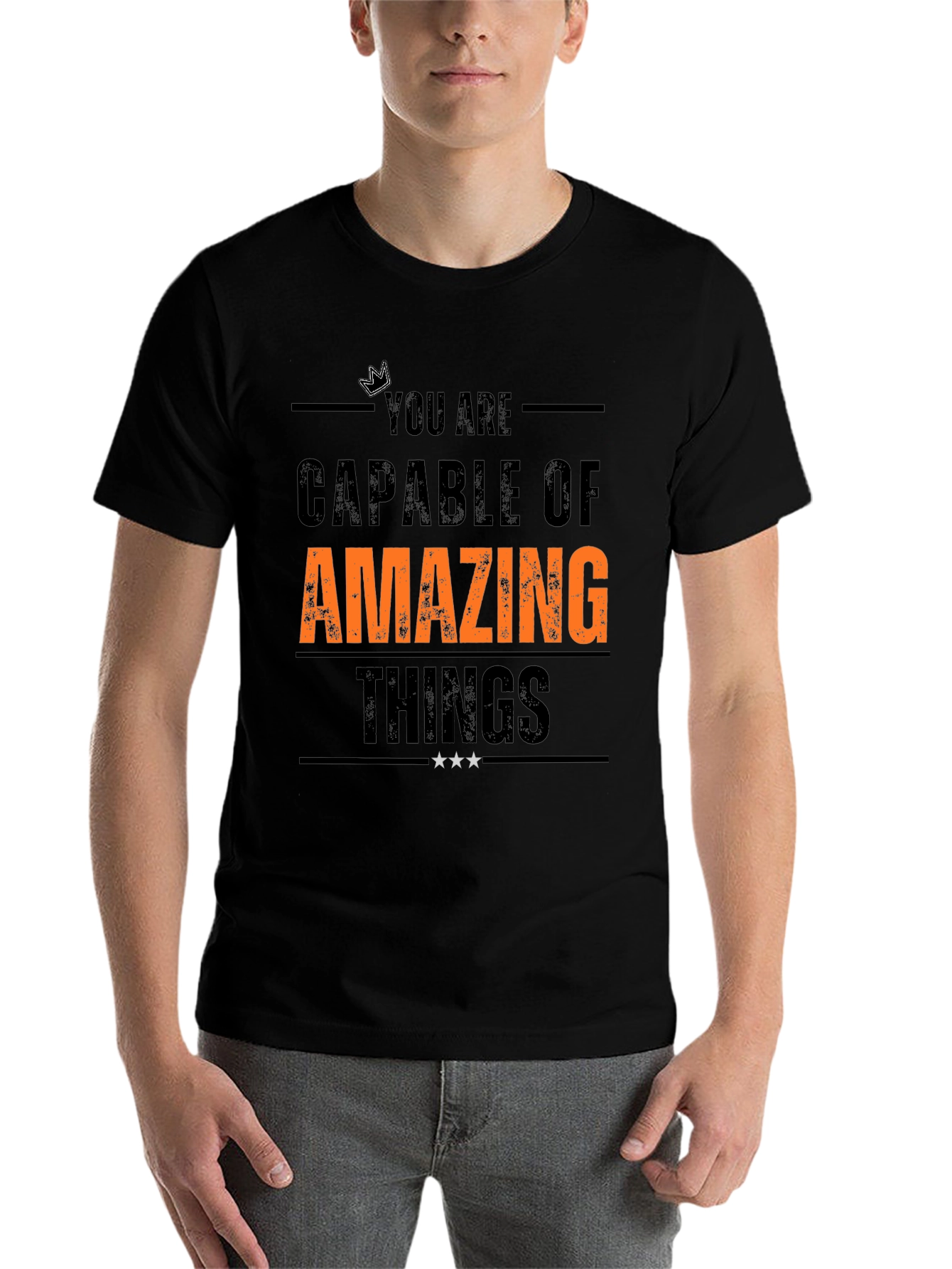 Black Inspirational T-Shirt: You Are Capable of Amazing Things view 7