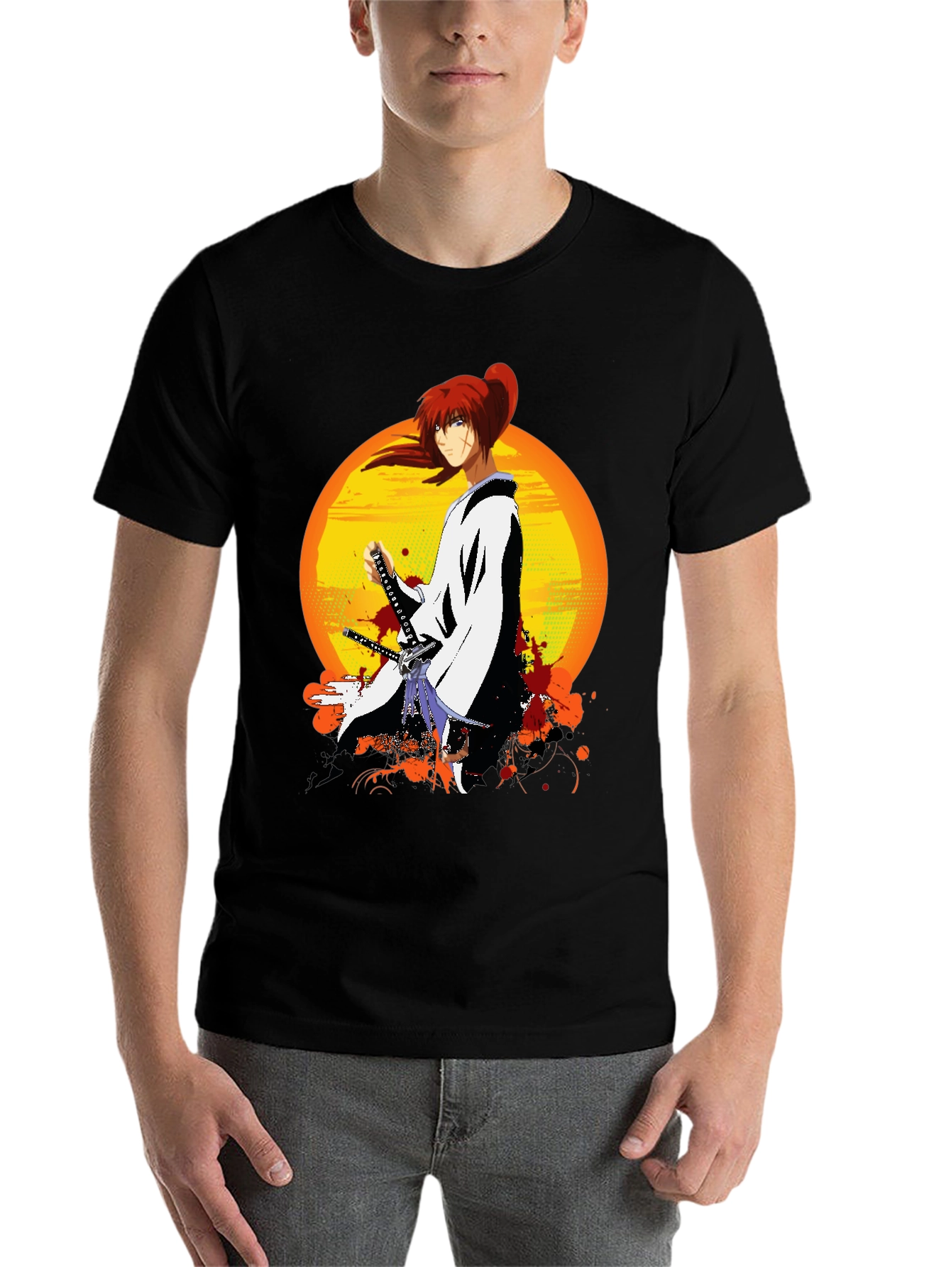 Black Anime Samurai T-Shirt view 7