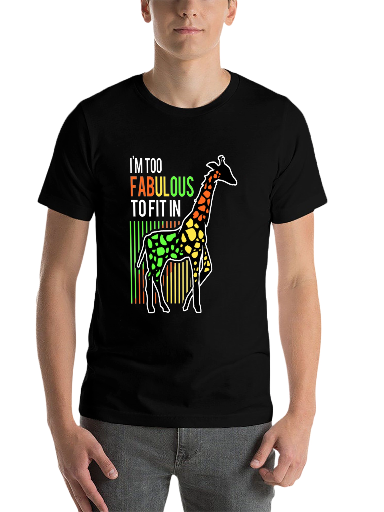 Black Fabulous Giraffe T-Shirt - Unique Design view 7