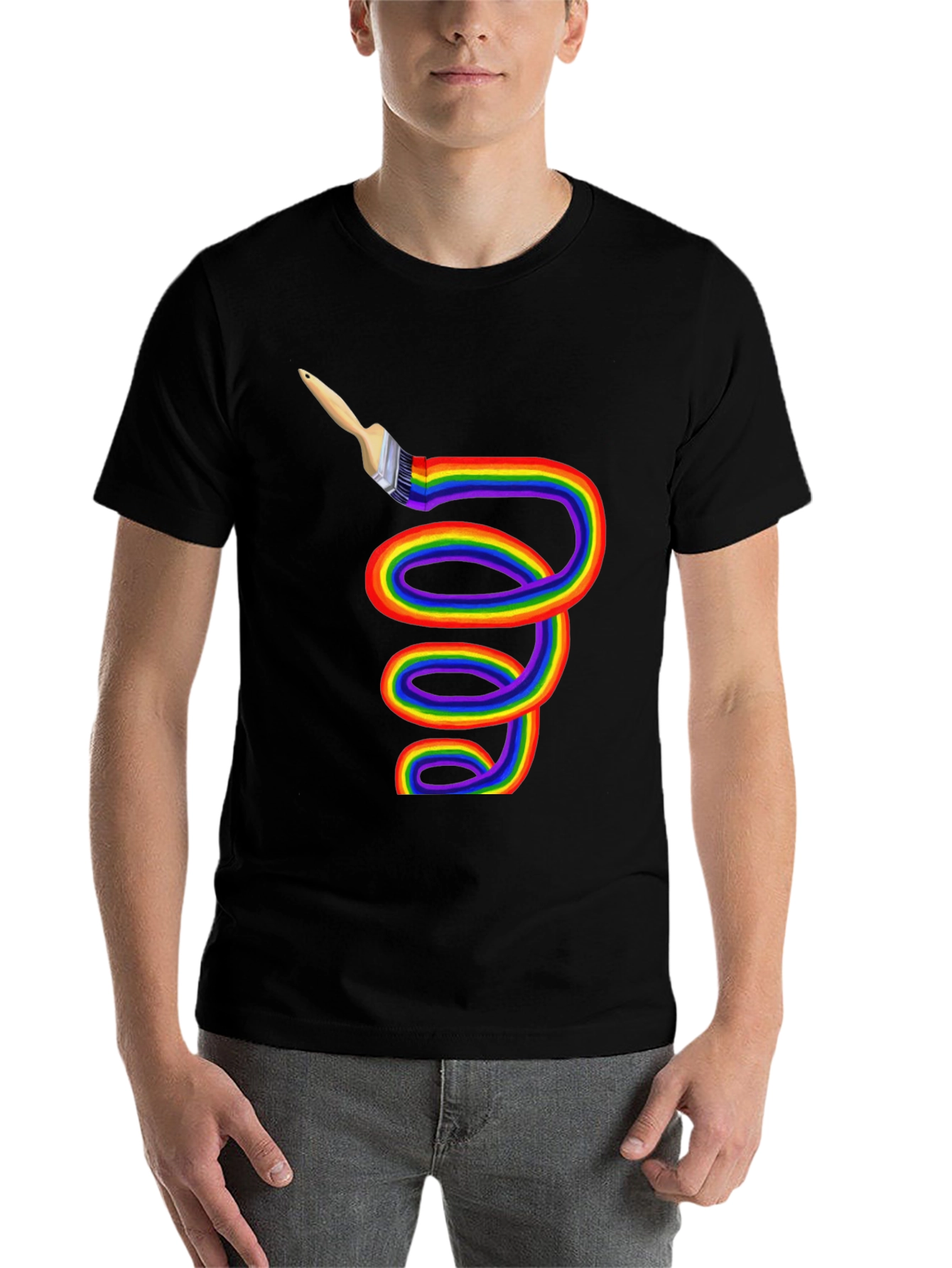 Rainbow Paintbrush Tee - Artistic Expression - 7