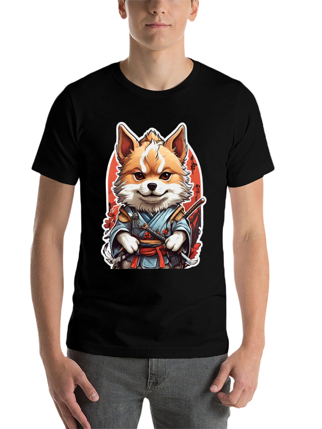 Black Samurai Fox Graphic Tee view 7