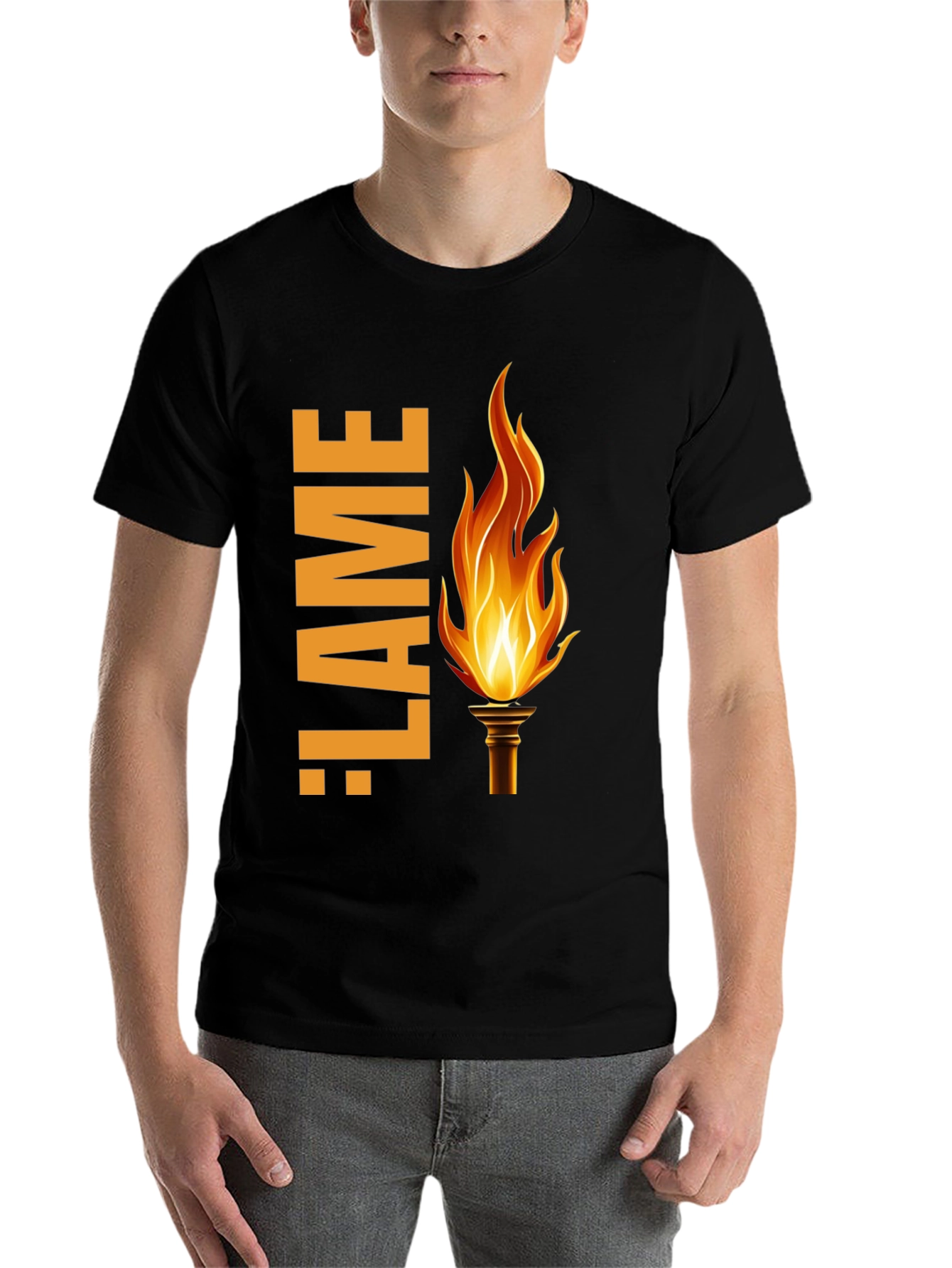 Black Flame Graphic Print Black T-Shirt view 7