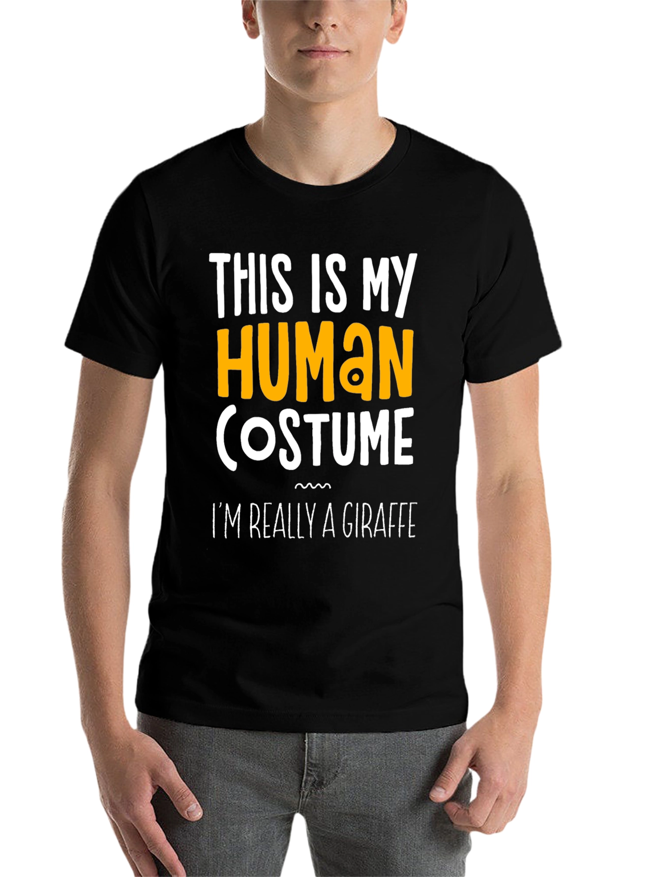 Black Funny Giraffe Costume T-Shirt - This Is My Human Costume view 7