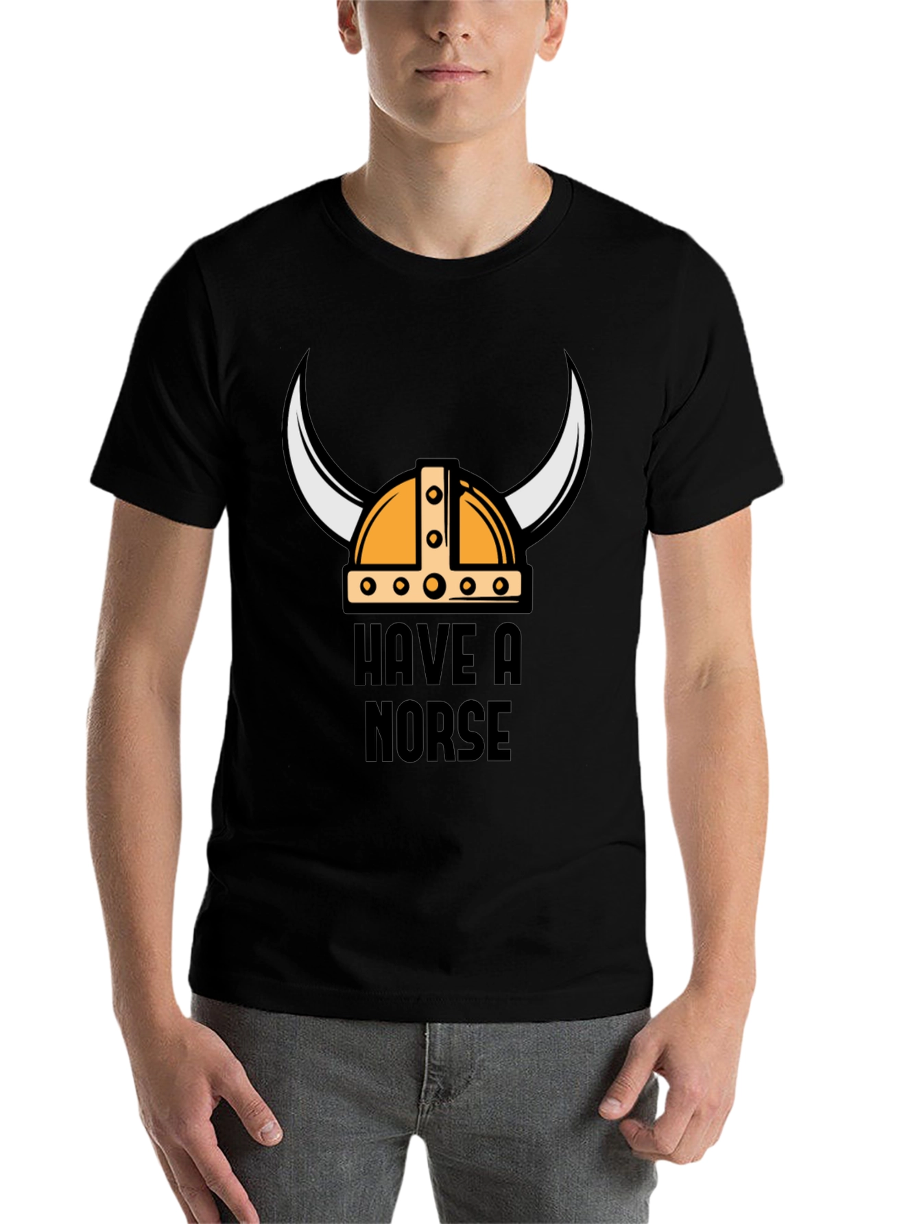 Black Have A Norse Day Viking Helmet T-Shirt view 7