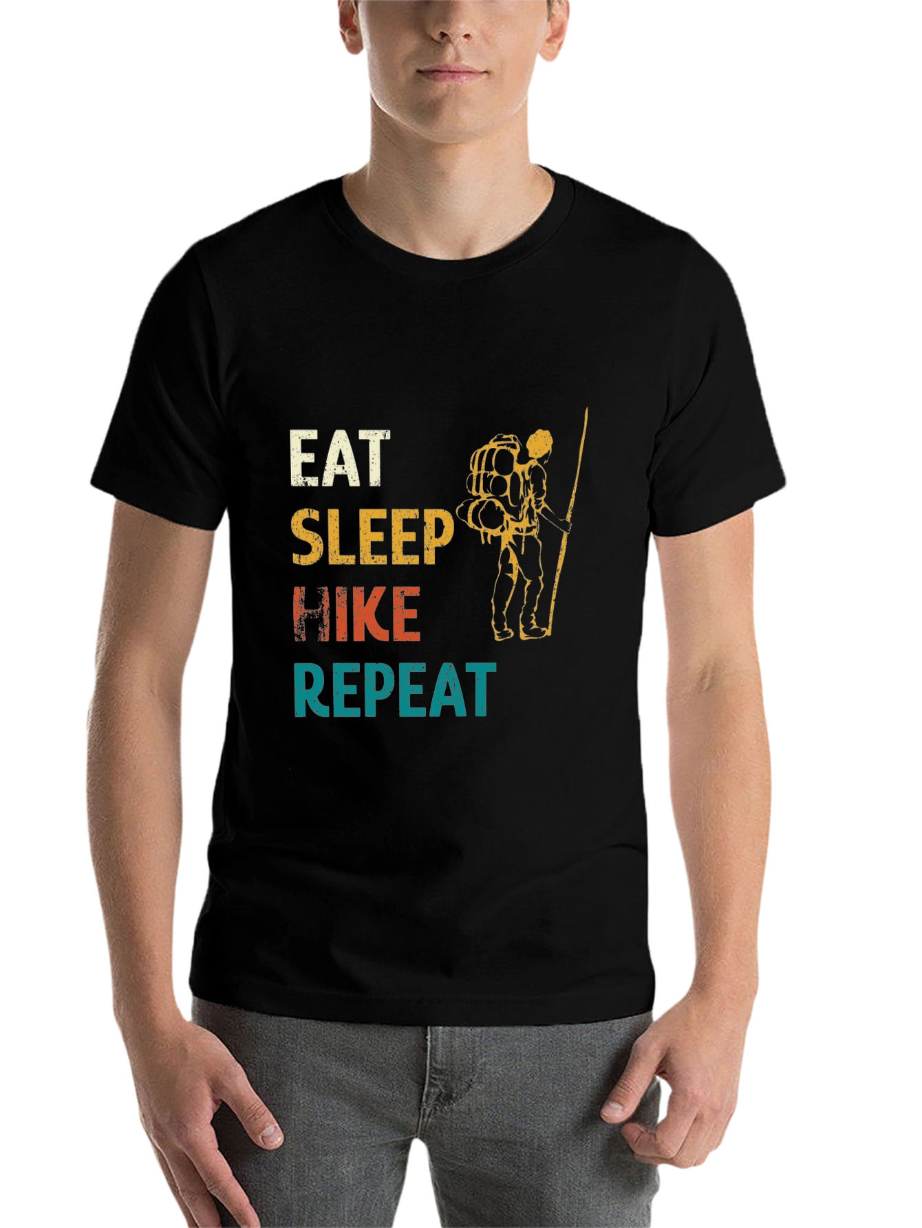 Black Eat Sleep Hike Repeat Graphic Tee view 7