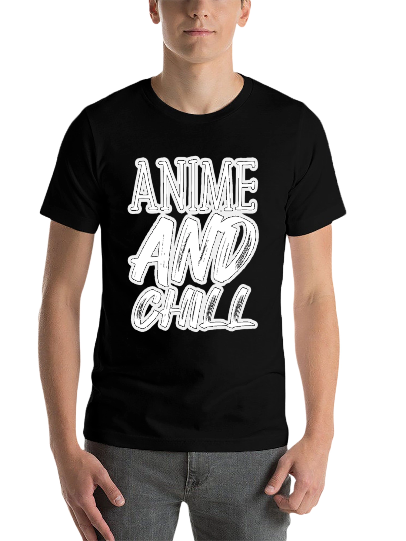 Black Anime and Chill Graphic T-Shirt view 7