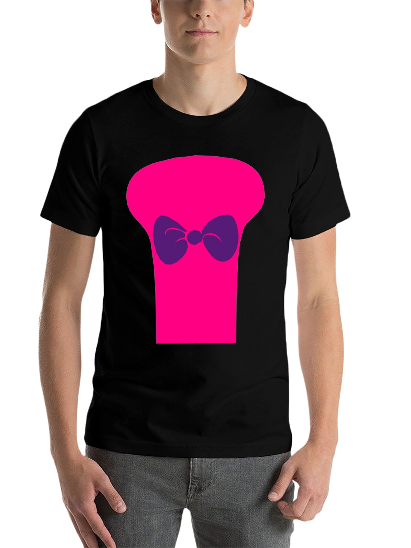 Black Funny Pink Top Hat Bow Tie Graphic T-Shirt view 7