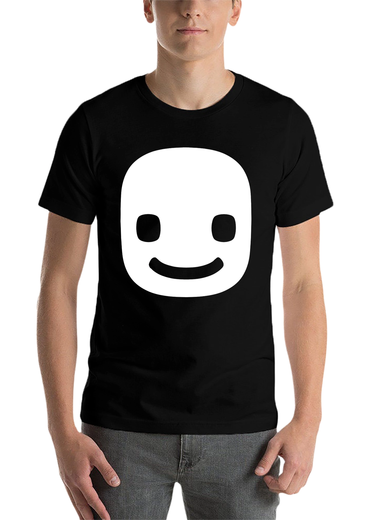 Black Smiling Face Graphic Tee - Black Cotton Blend view 7